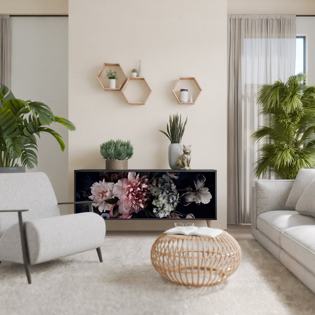 PURE BLOSSOM Sideboard mit 3 Türen in Schwarz