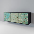 BLOOMING CHARM 3-Door Sideboard in Black Finish