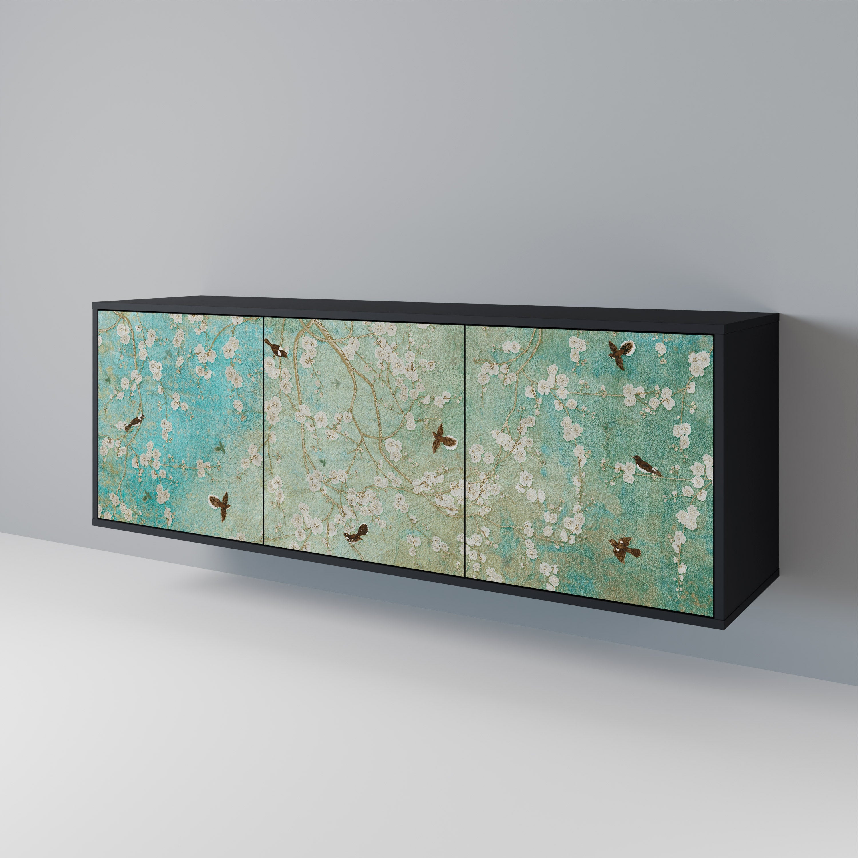 BLOOMING CHARM 3-türiges Sideboard in Schwarz