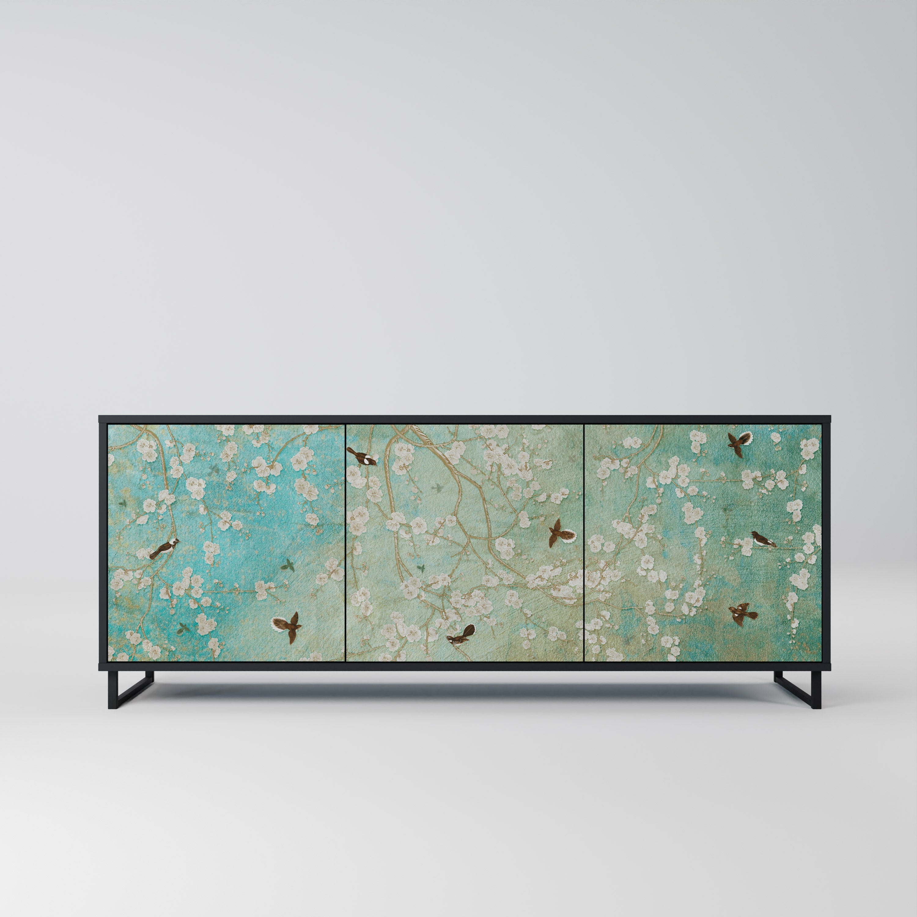 BLOOMING CHARM 3-türiges Sideboard in Schwarz