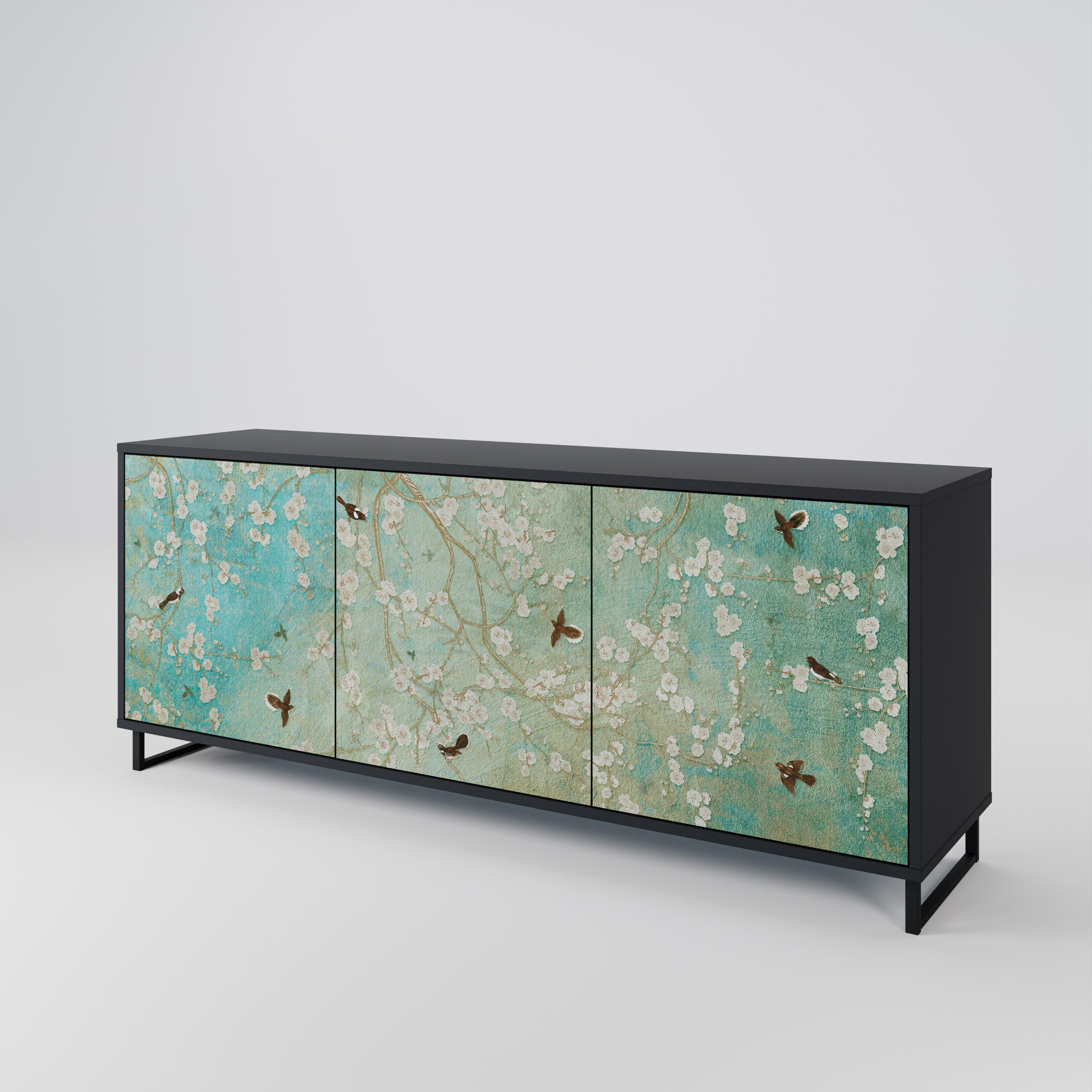 BLOOMING CHARM 3-türiges Sideboard in Schwarz