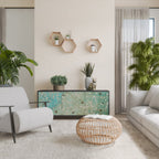 BLOOMING CHARM 3-Door Sideboard in Black Finish