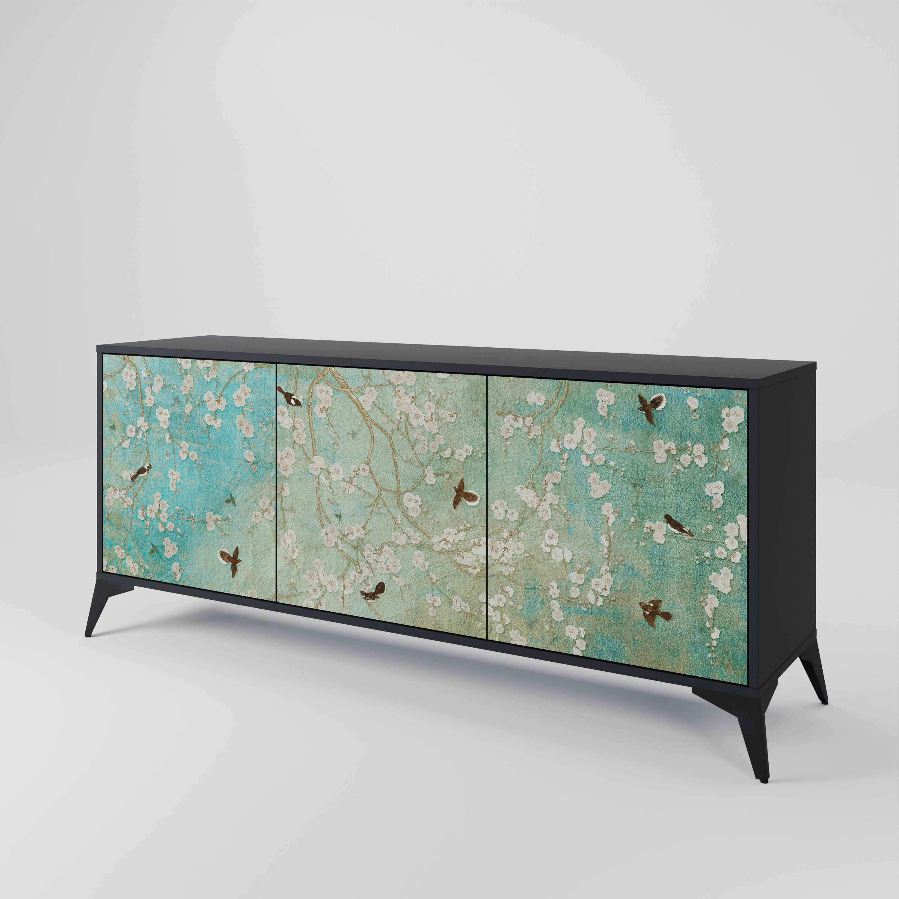 BLOOMING CHARM 3-türiges Sideboard in Schwarz