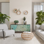 BLOOMING CHARM 3-Door Sideboard in Black Finish