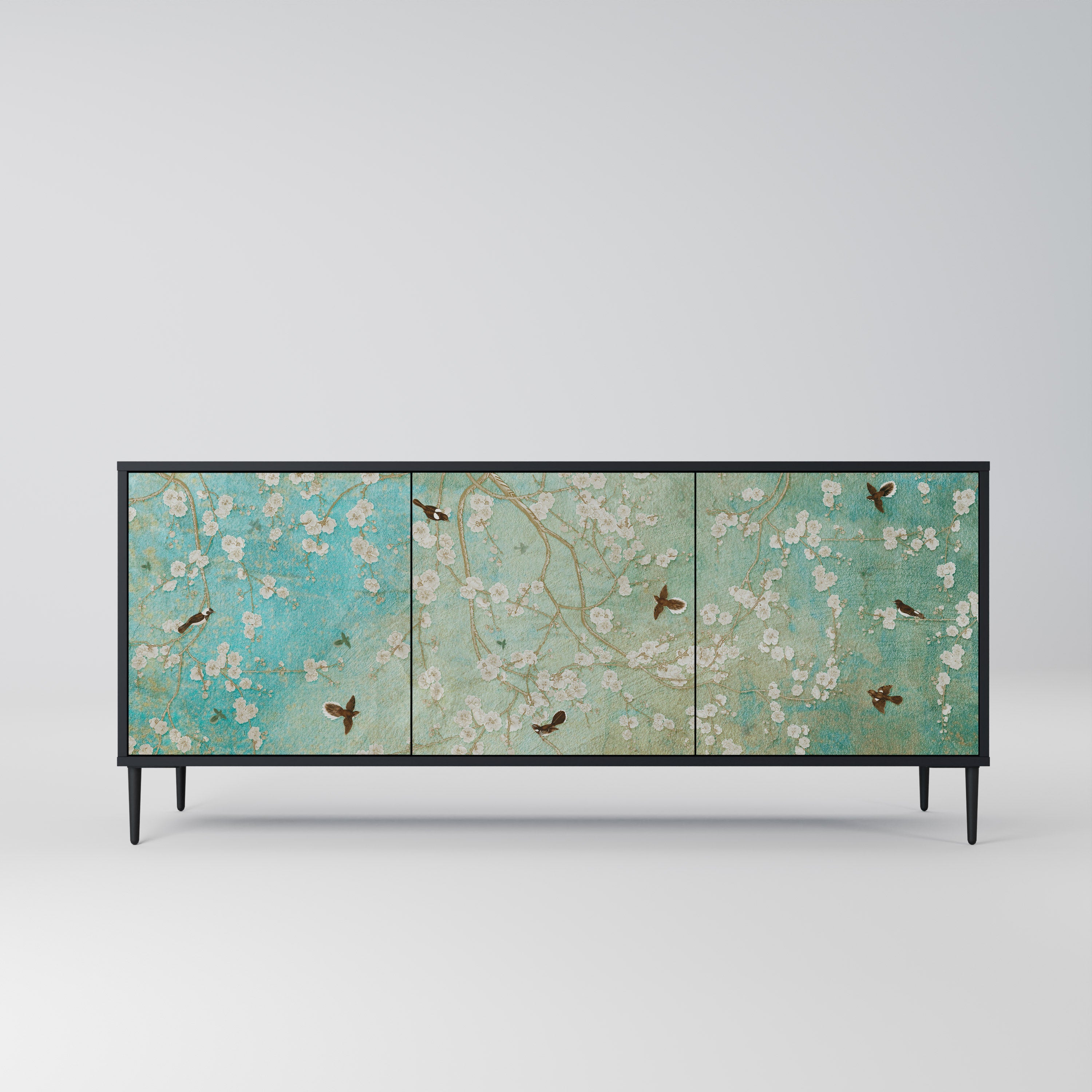 BLOOMING CHARM 3-türiges Sideboard in Schwarz