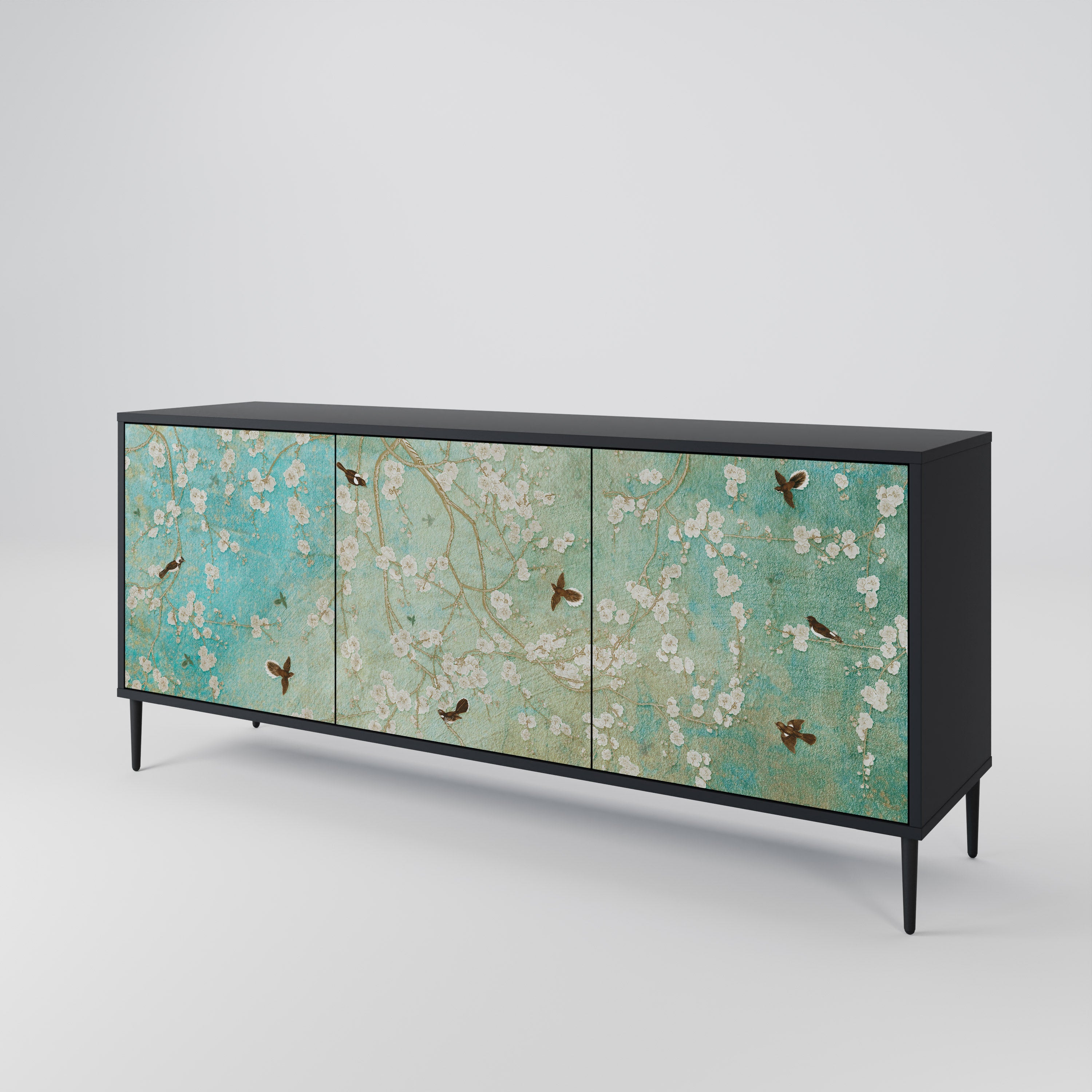 BLOOMING CHARM 3-türiges Sideboard in Schwarz