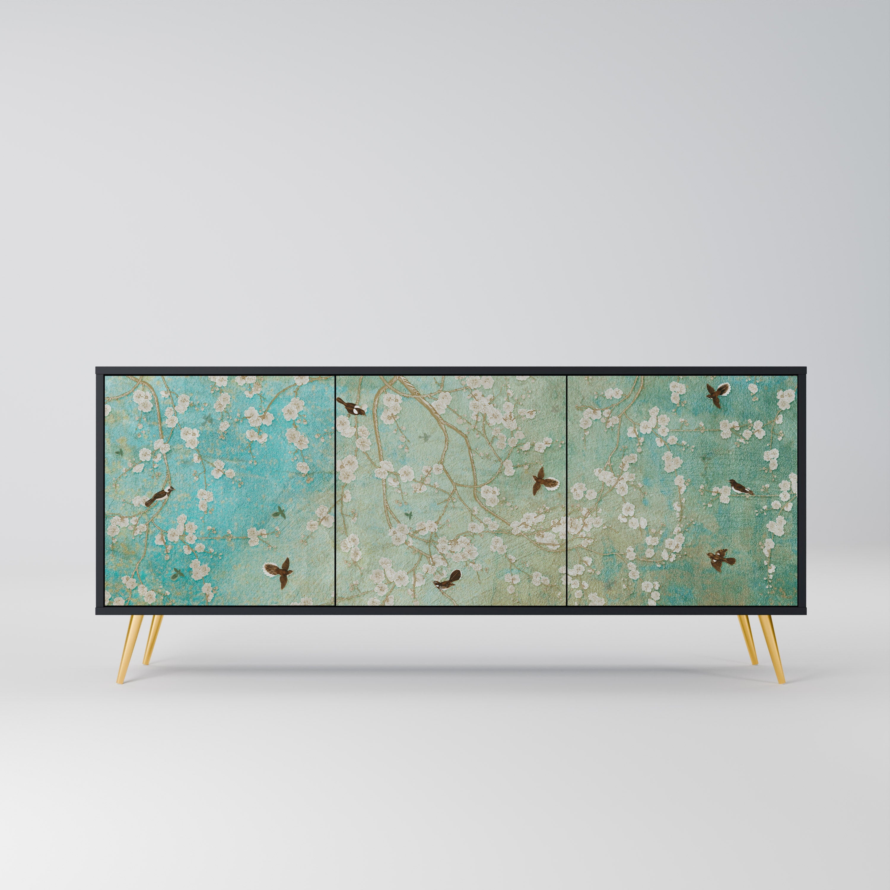 BLOOMING CHARM 3-türiges Sideboard in Schwarz
