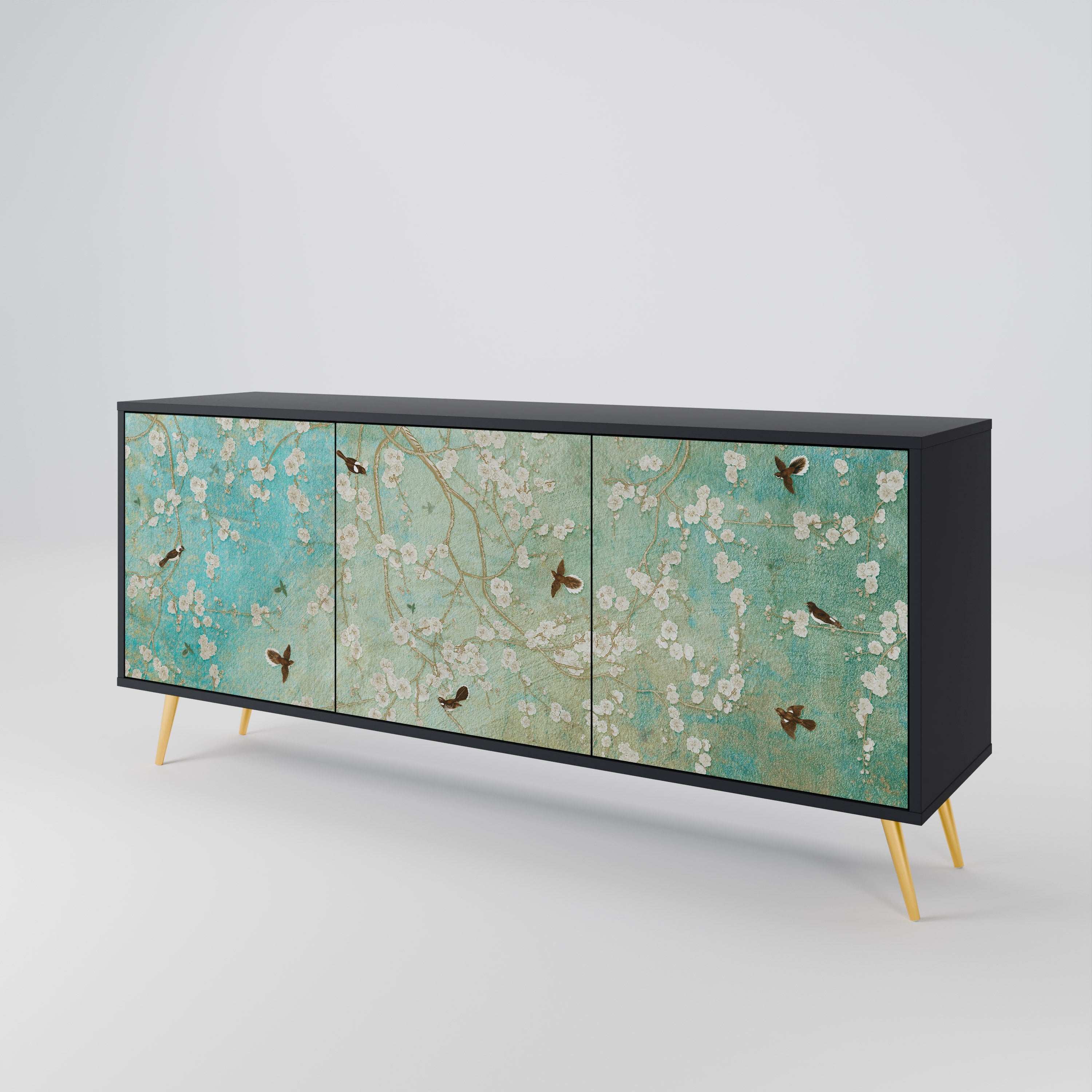 BLOOMING CHARM 3-türiges Sideboard in Schwarz