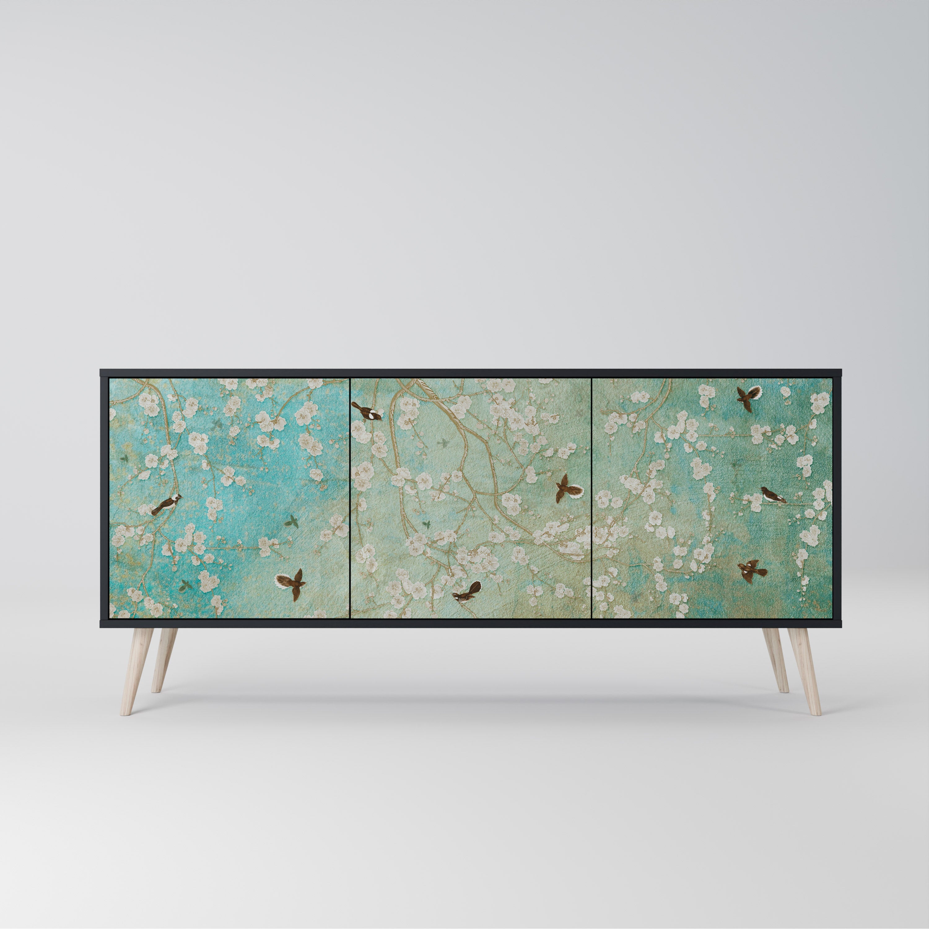BLOOMING CHARM 3-türiges Sideboard in Schwarz