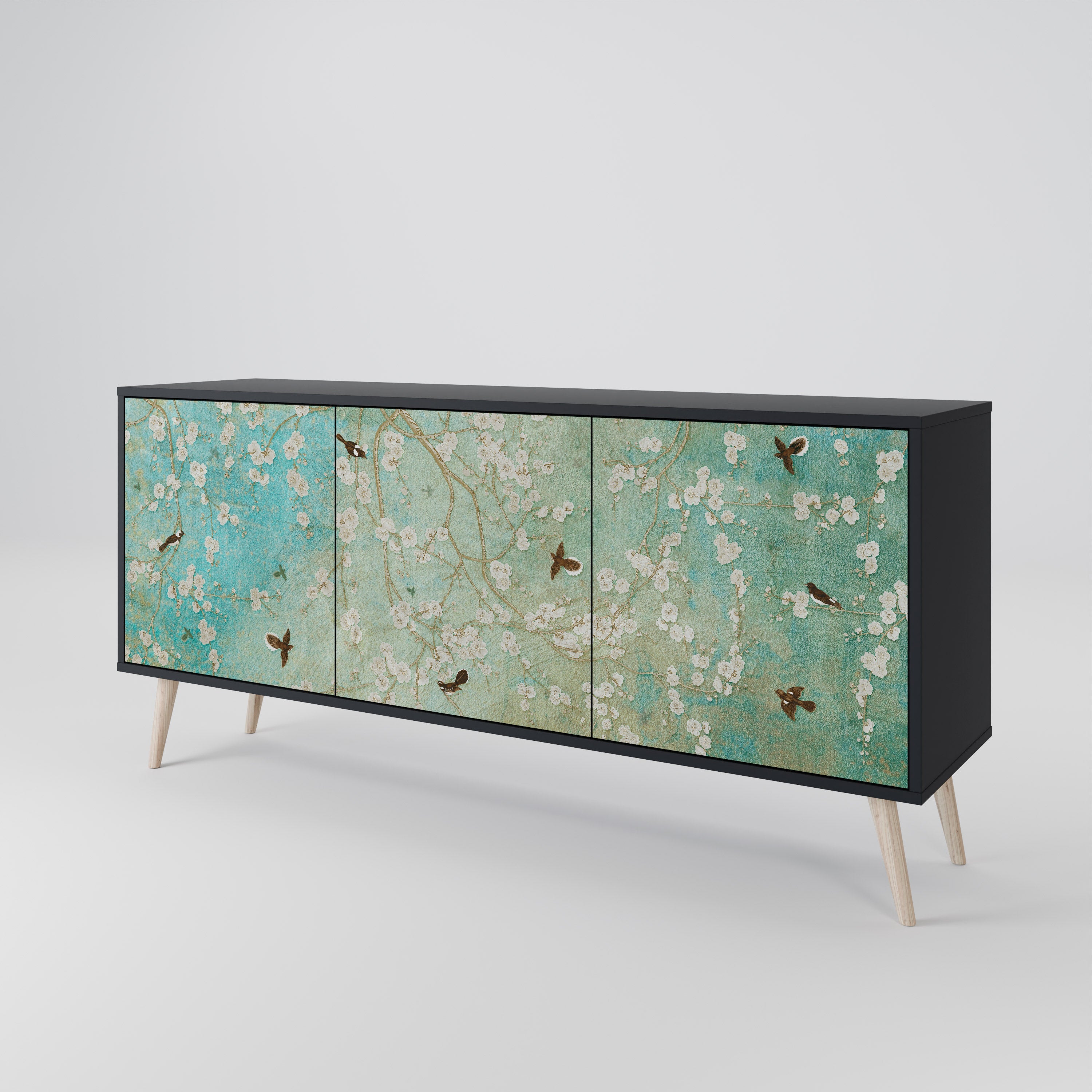 BLOOMING CHARM 3-türiges Sideboard in Schwarz