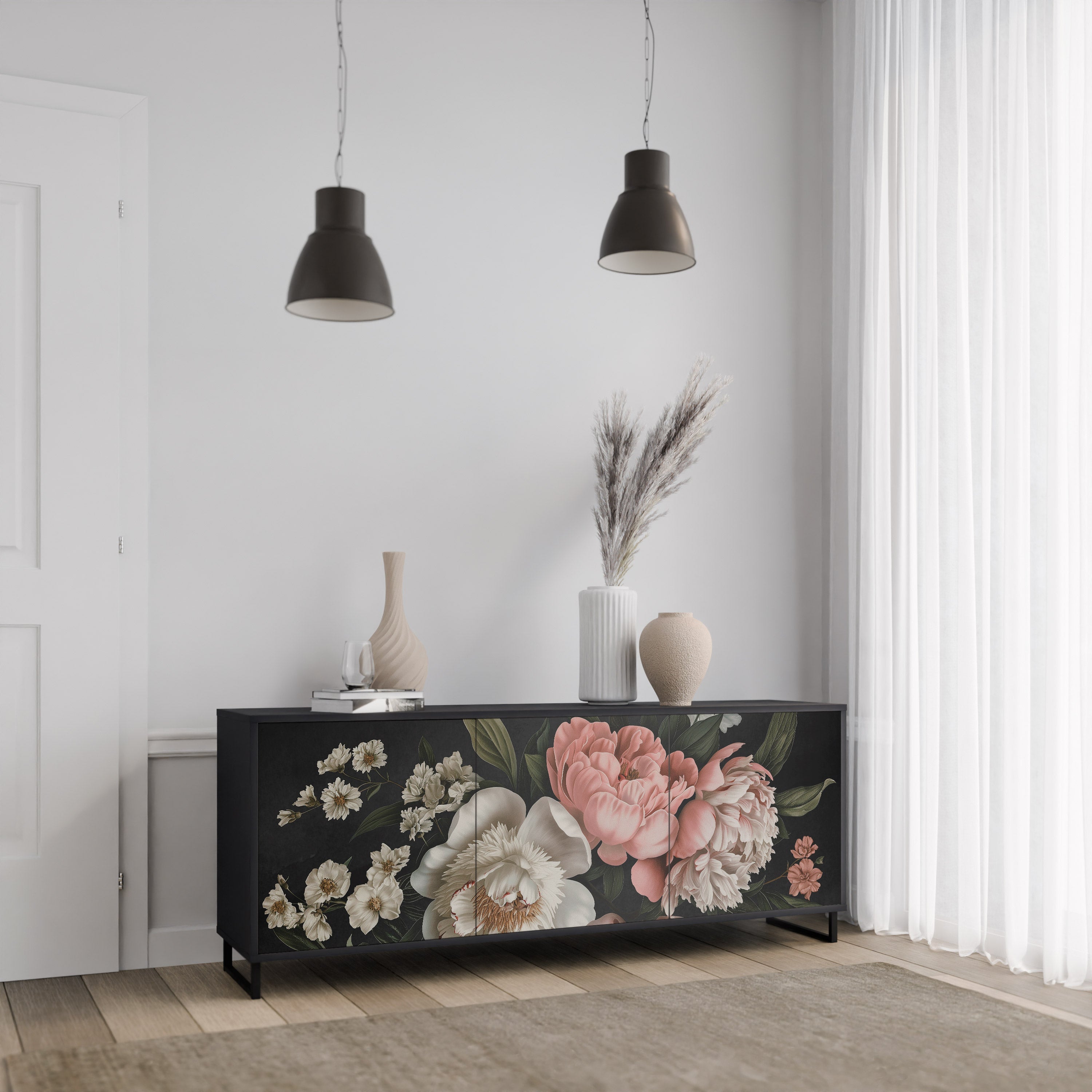 LUSH ELEGANCE 3-türiges Sideboard in Schwarz