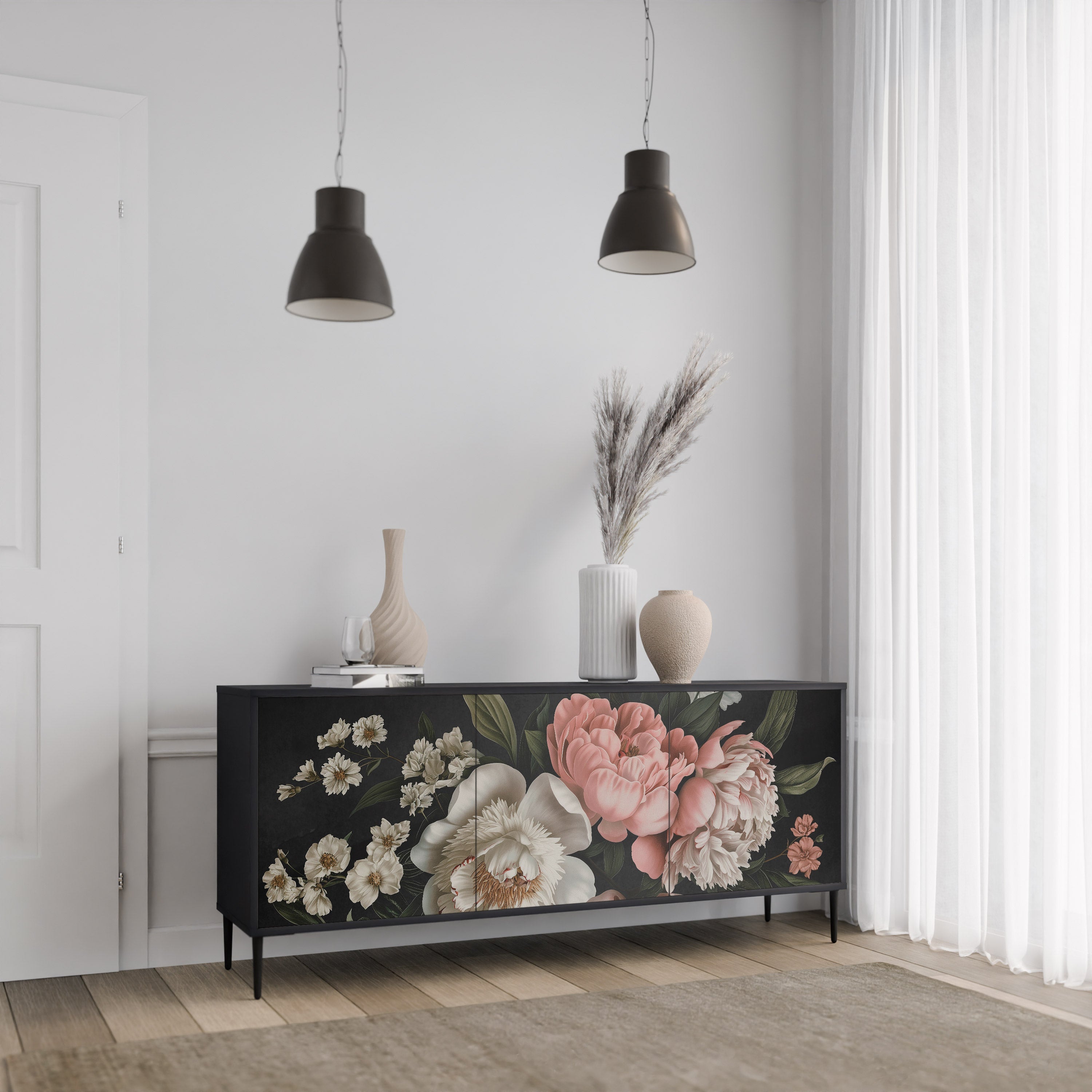 LUSH ELEGANCE 3-türiges Sideboard in Schwarz