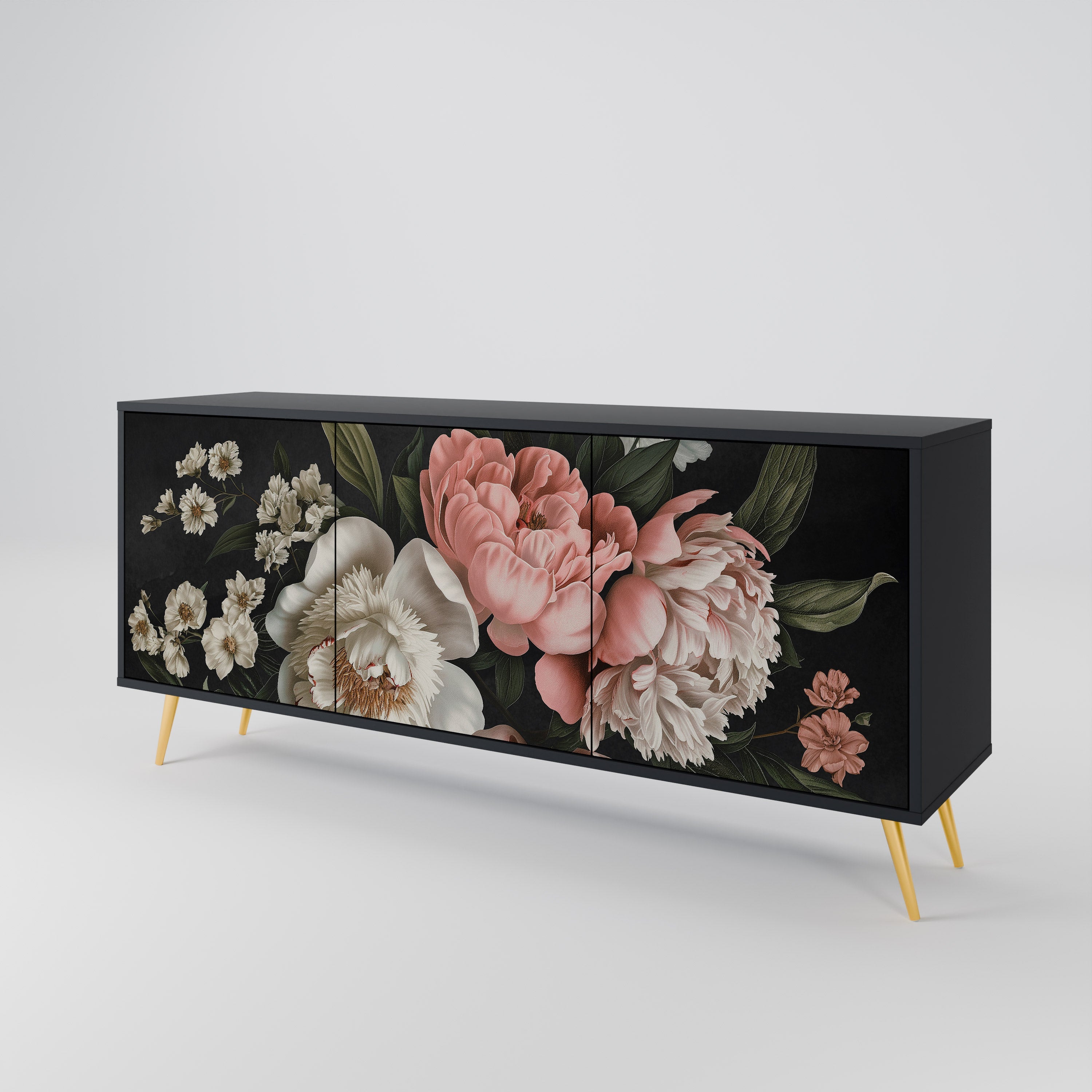 LUSH ELEGANCE 3-türiges Sideboard in Schwarz