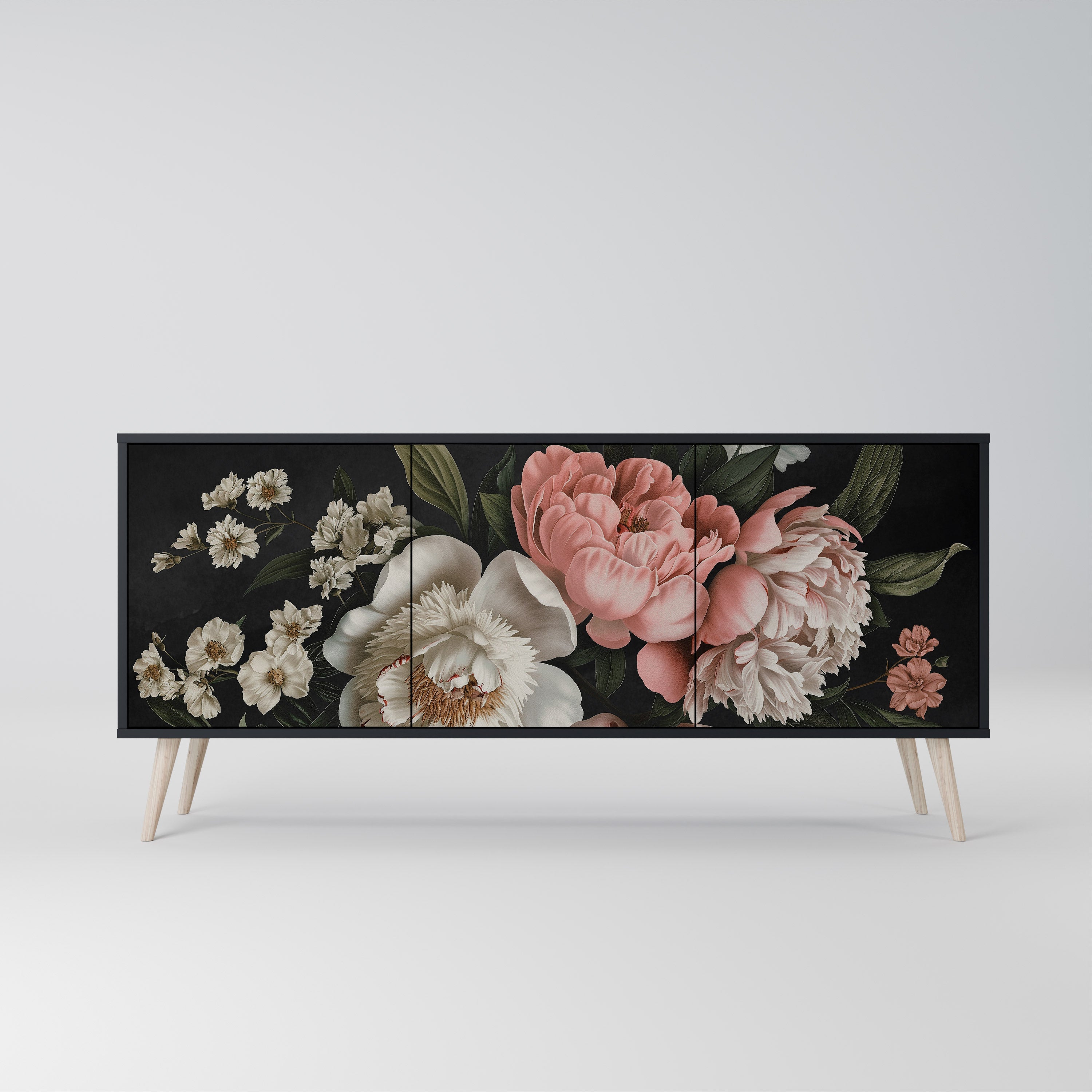LUSH ELEGANCE 3-türiges Sideboard in Schwarz