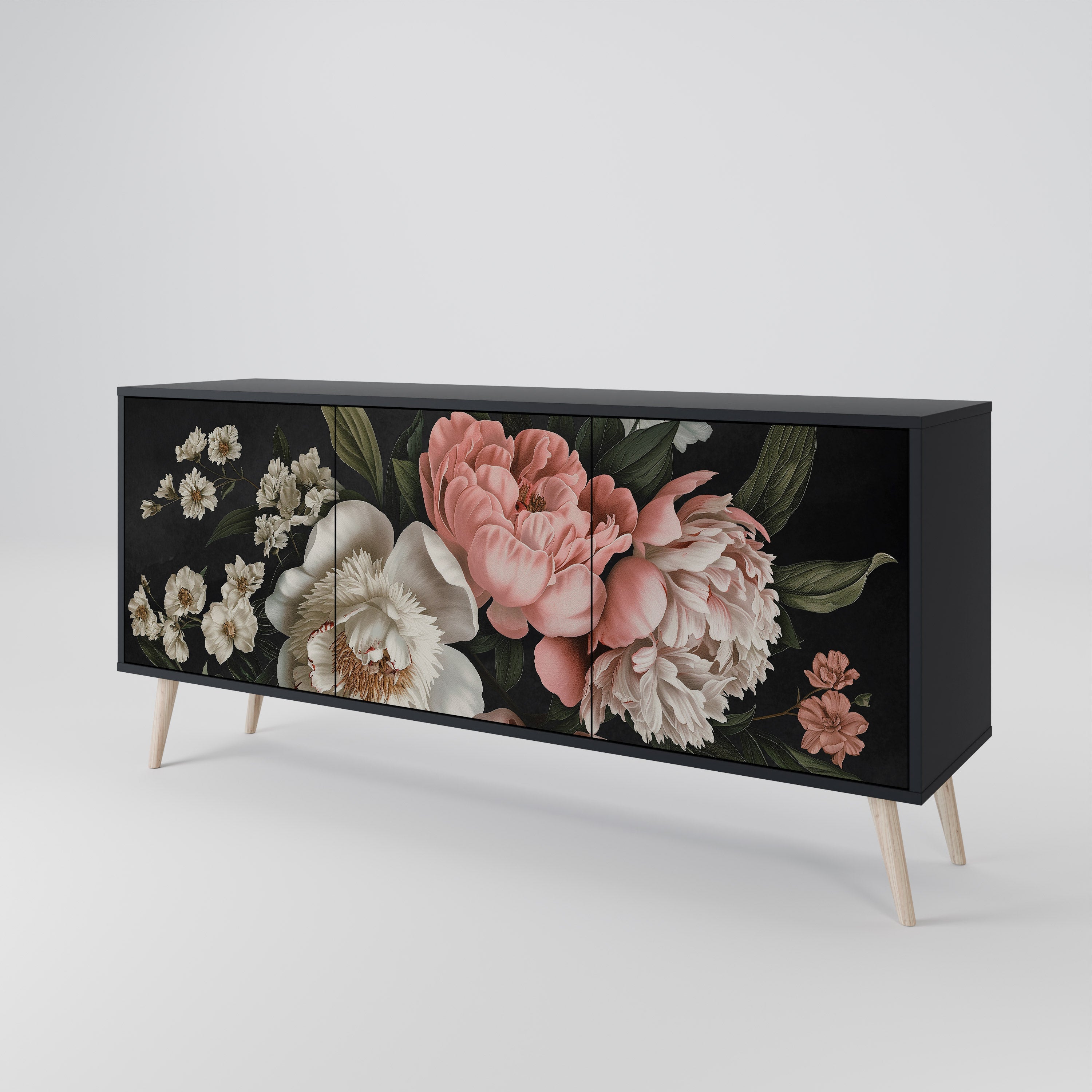 LUSH ELEGANCE 3-türiges Sideboard in Schwarz