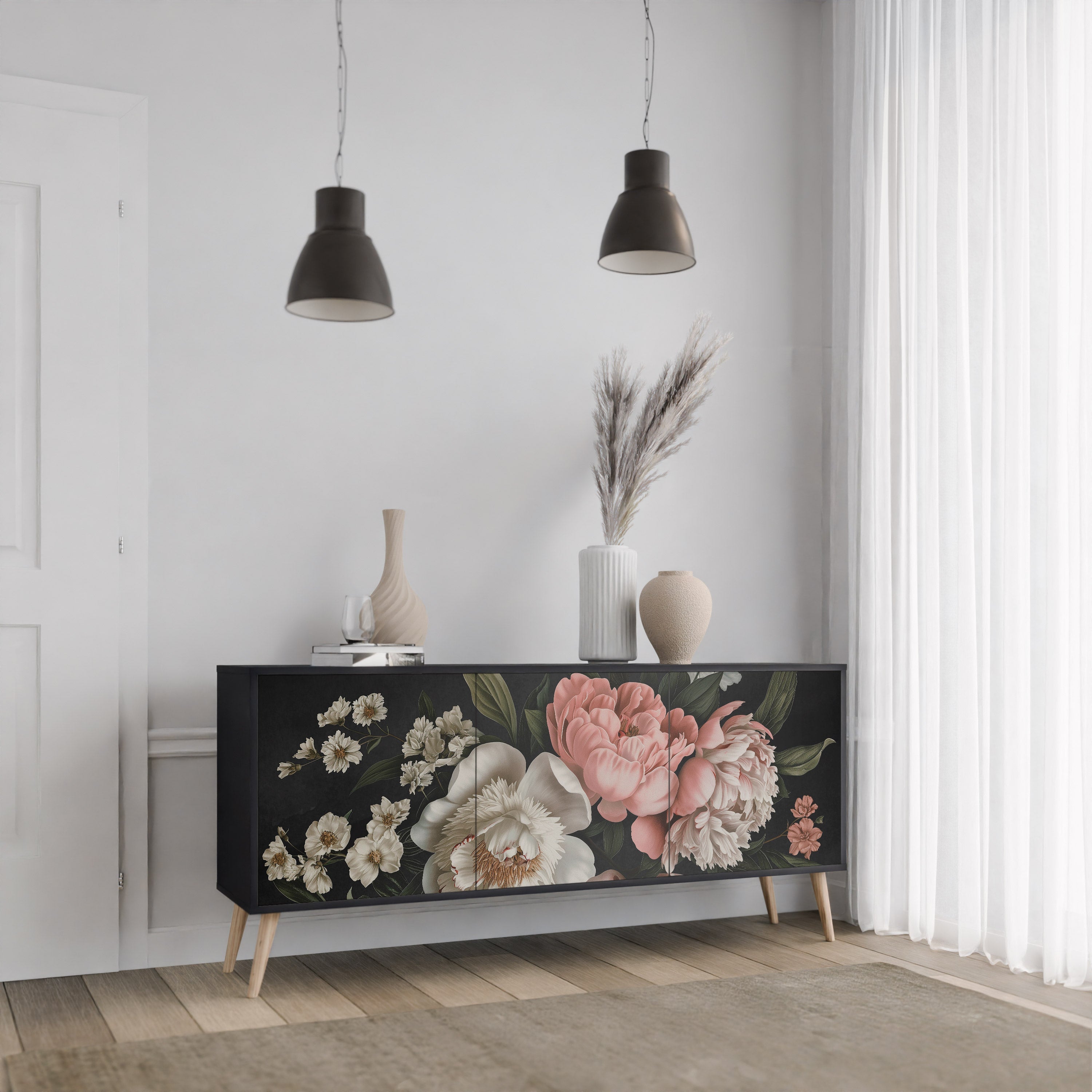 LUSH ELEGANCE 3-türiges Sideboard in Schwarz