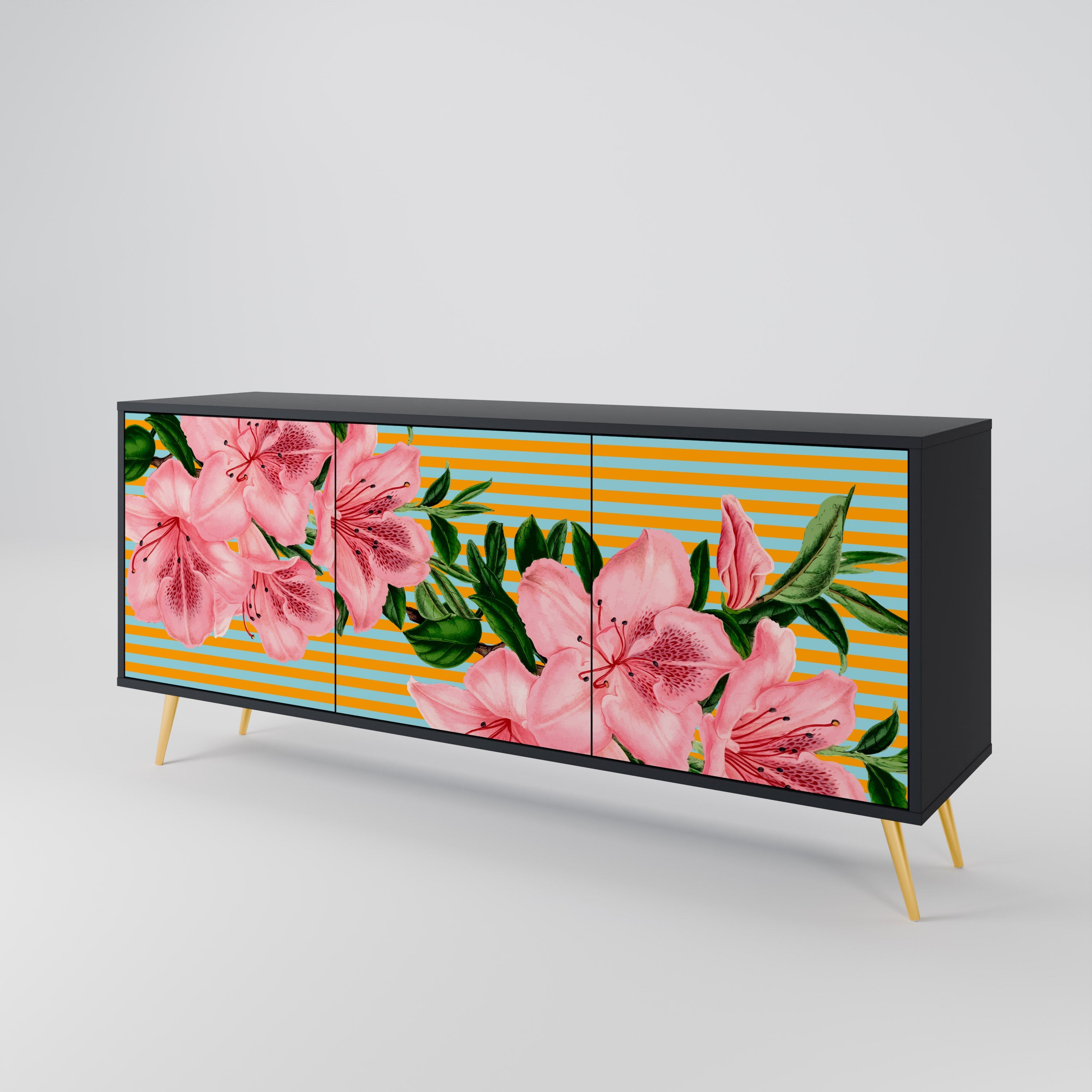 FRAGILE BEAUTY 3-türiges Sideboard in Schwarz