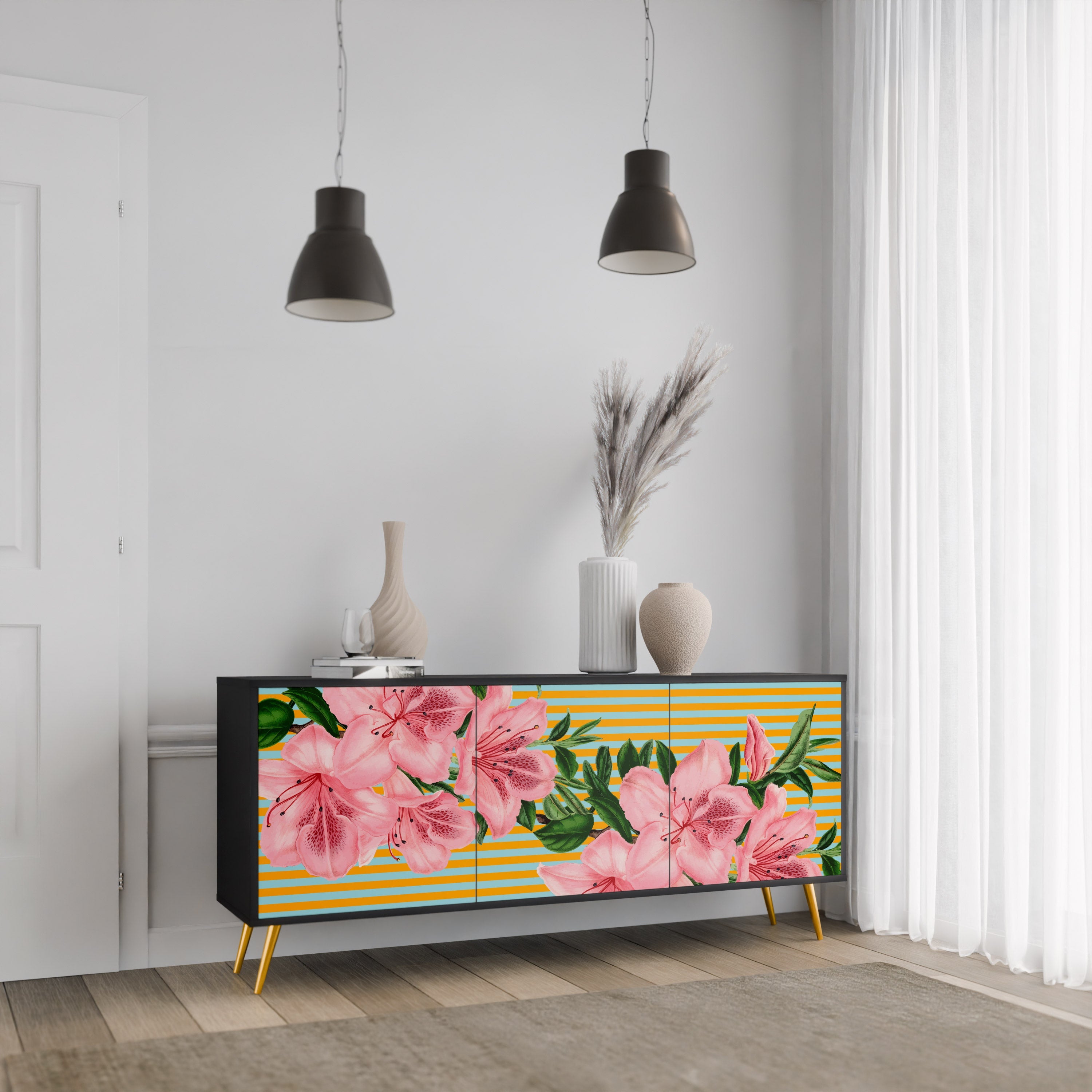 FRAGILE BEAUTY 3-türiges Sideboard in Schwarz