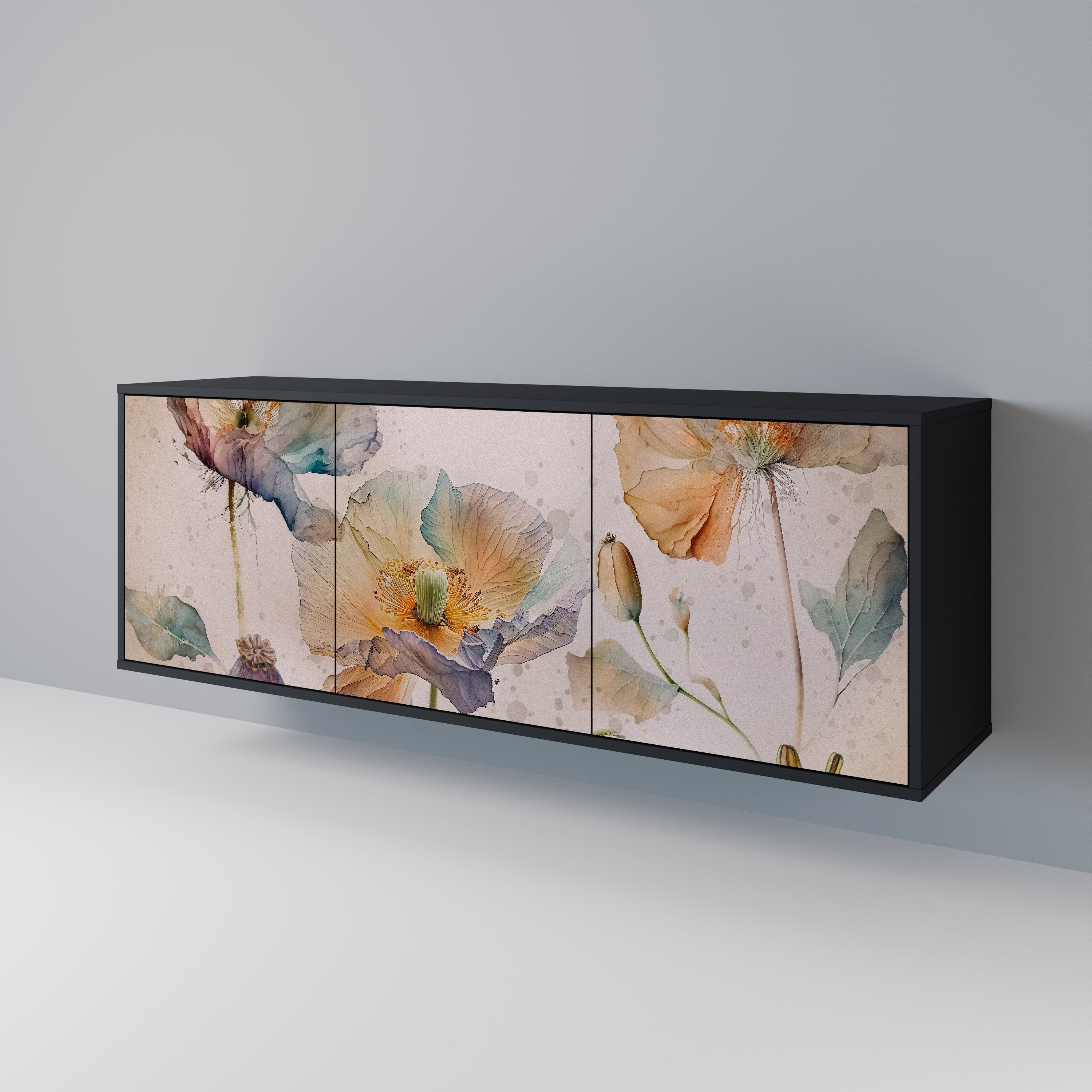 SOFTEN POPPY 3-türiges Sideboard in Schwarz