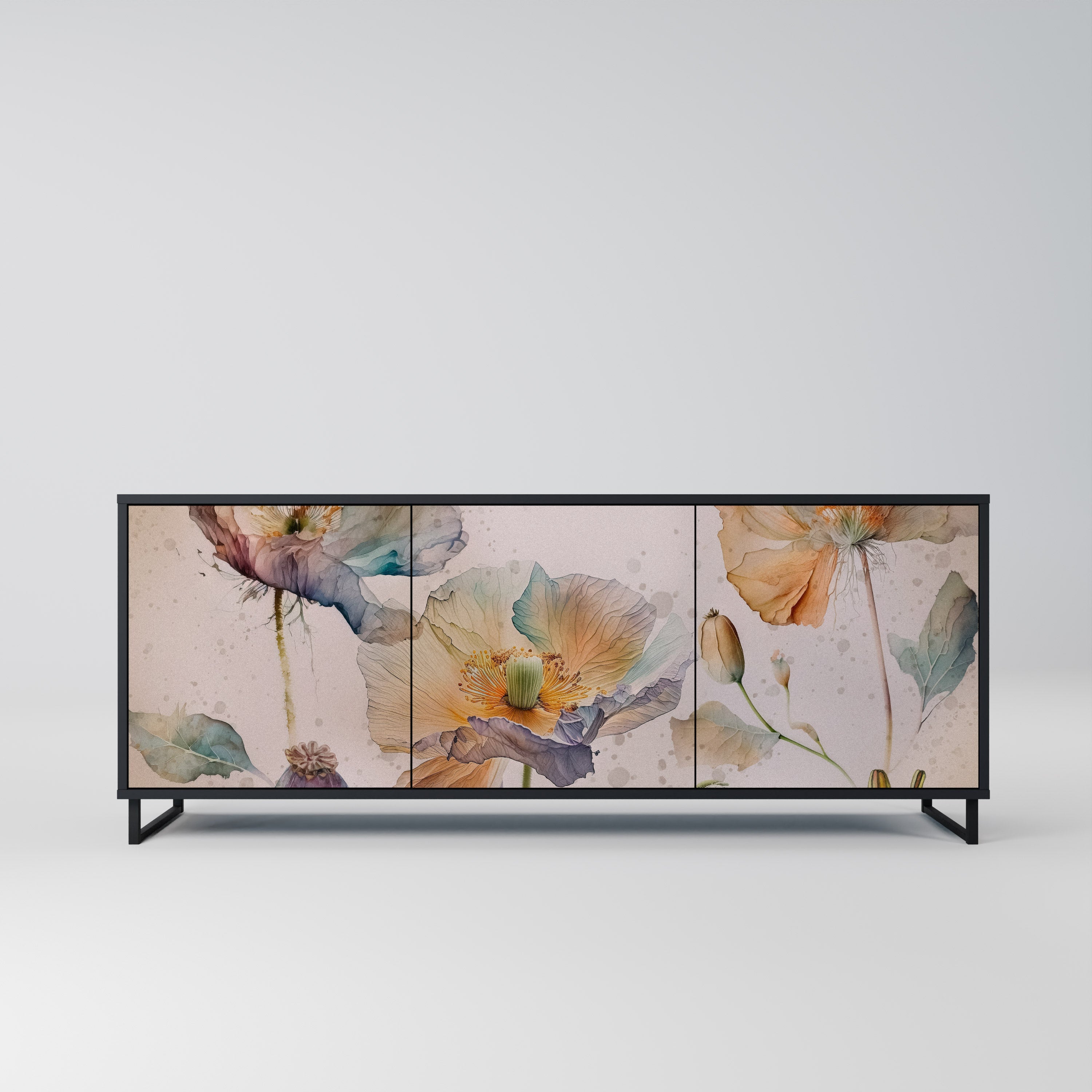 SOFTEN POPPY 3-türiges Sideboard in Schwarz