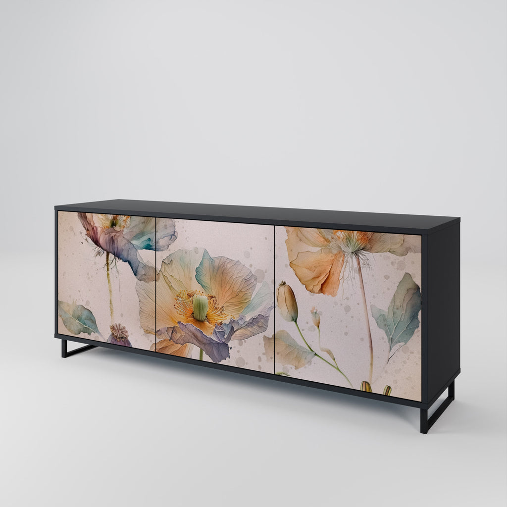 SOFTEN POPPY 3-türiges Sideboard in Schwarz