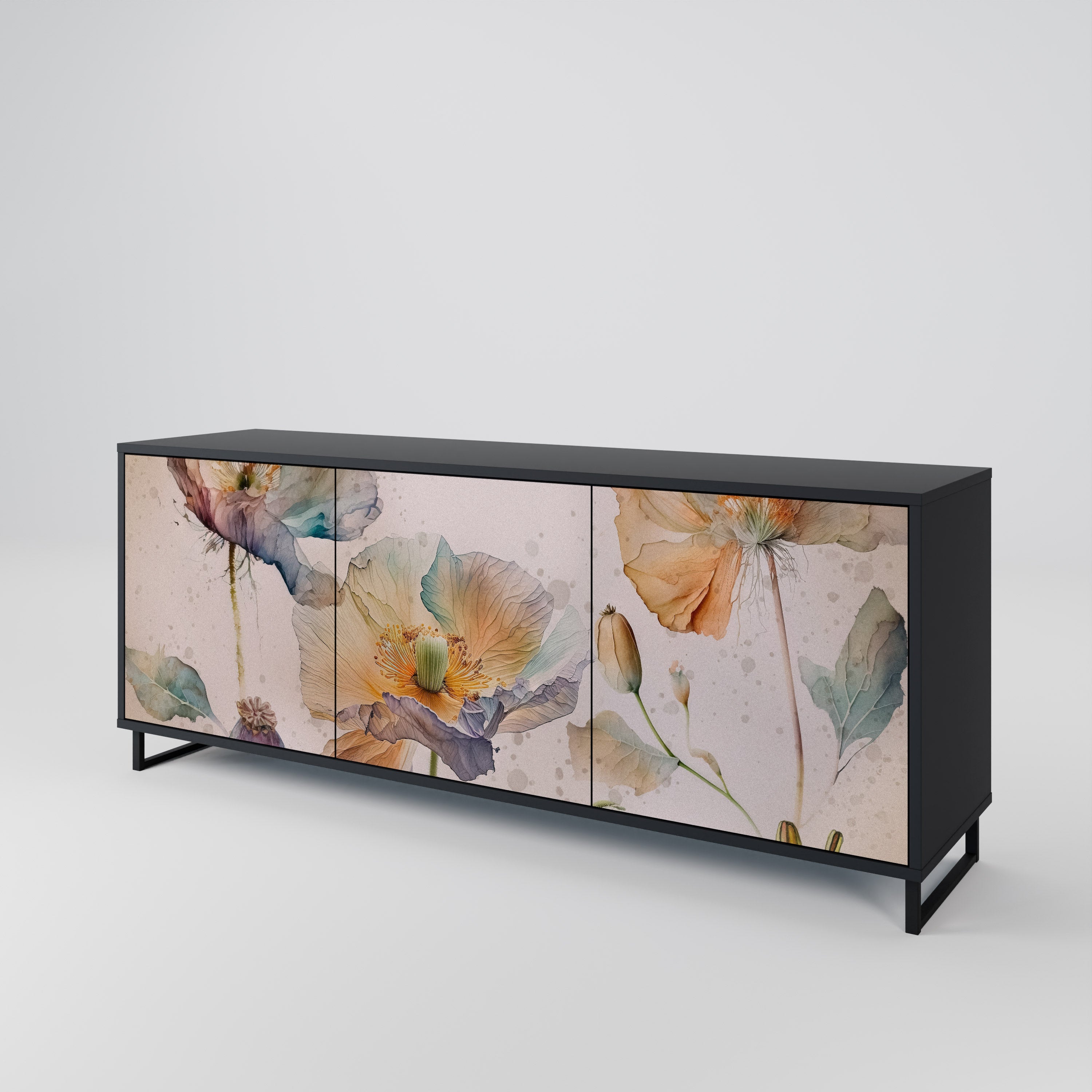 SOFTEN POPPY 3-türiges Sideboard in Schwarz
