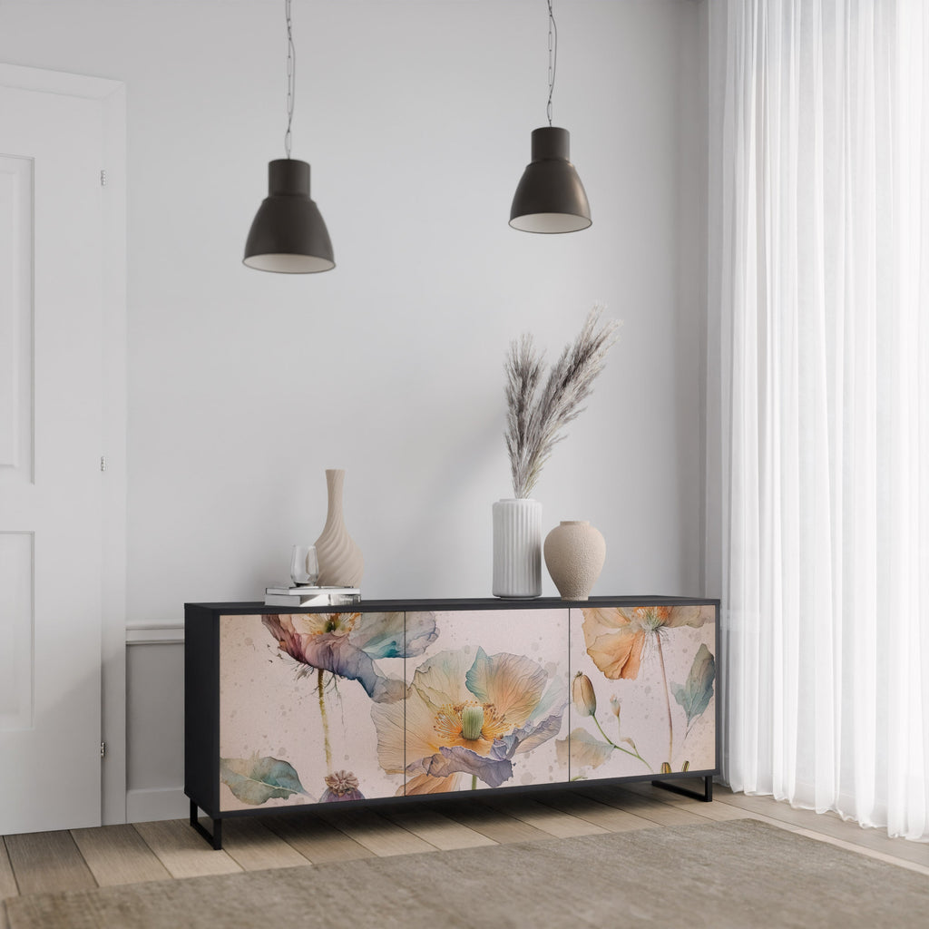 SOFTEN POPPY 3-türiges Sideboard in Schwarz