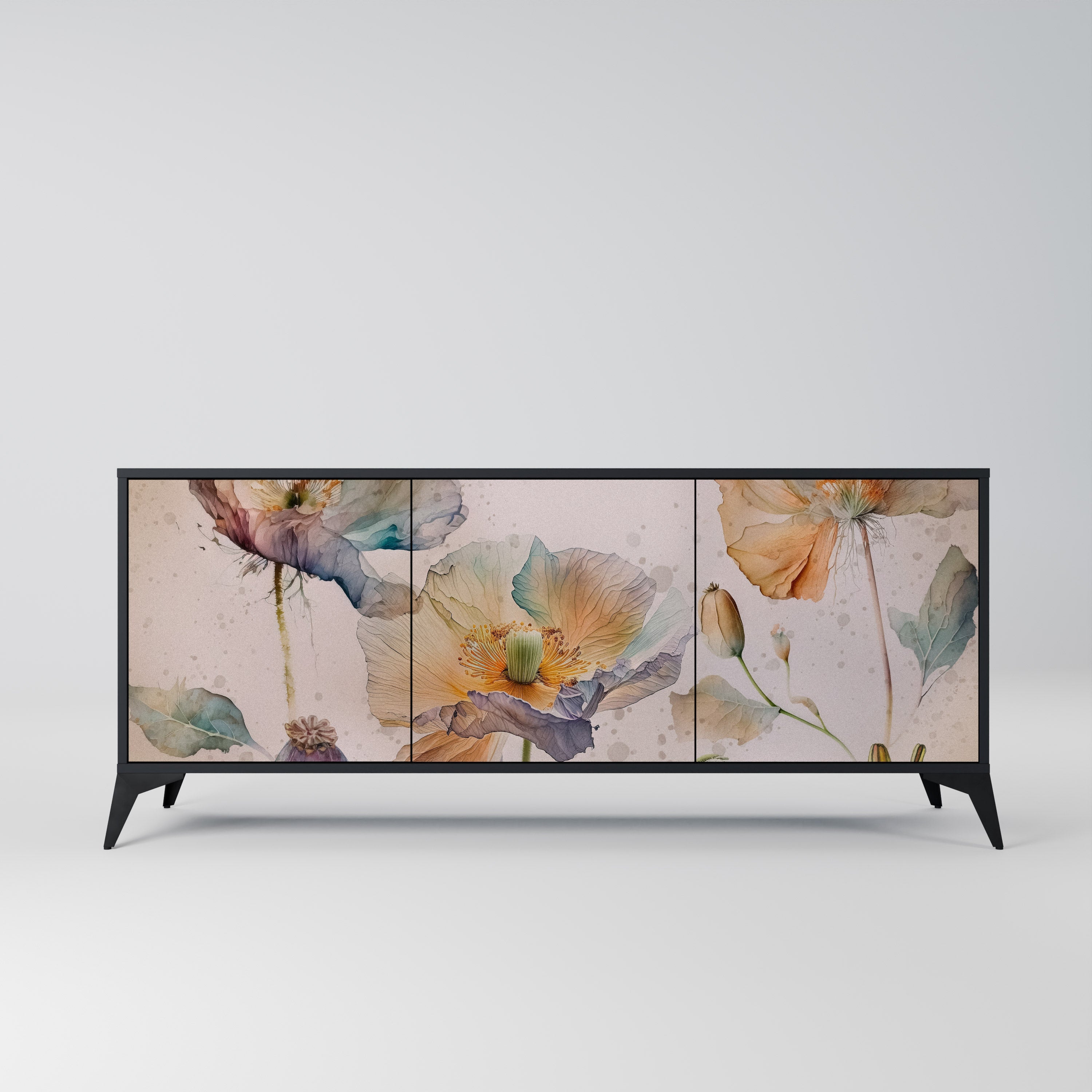 SOFTEN POPPY 3-türiges Sideboard in Schwarz