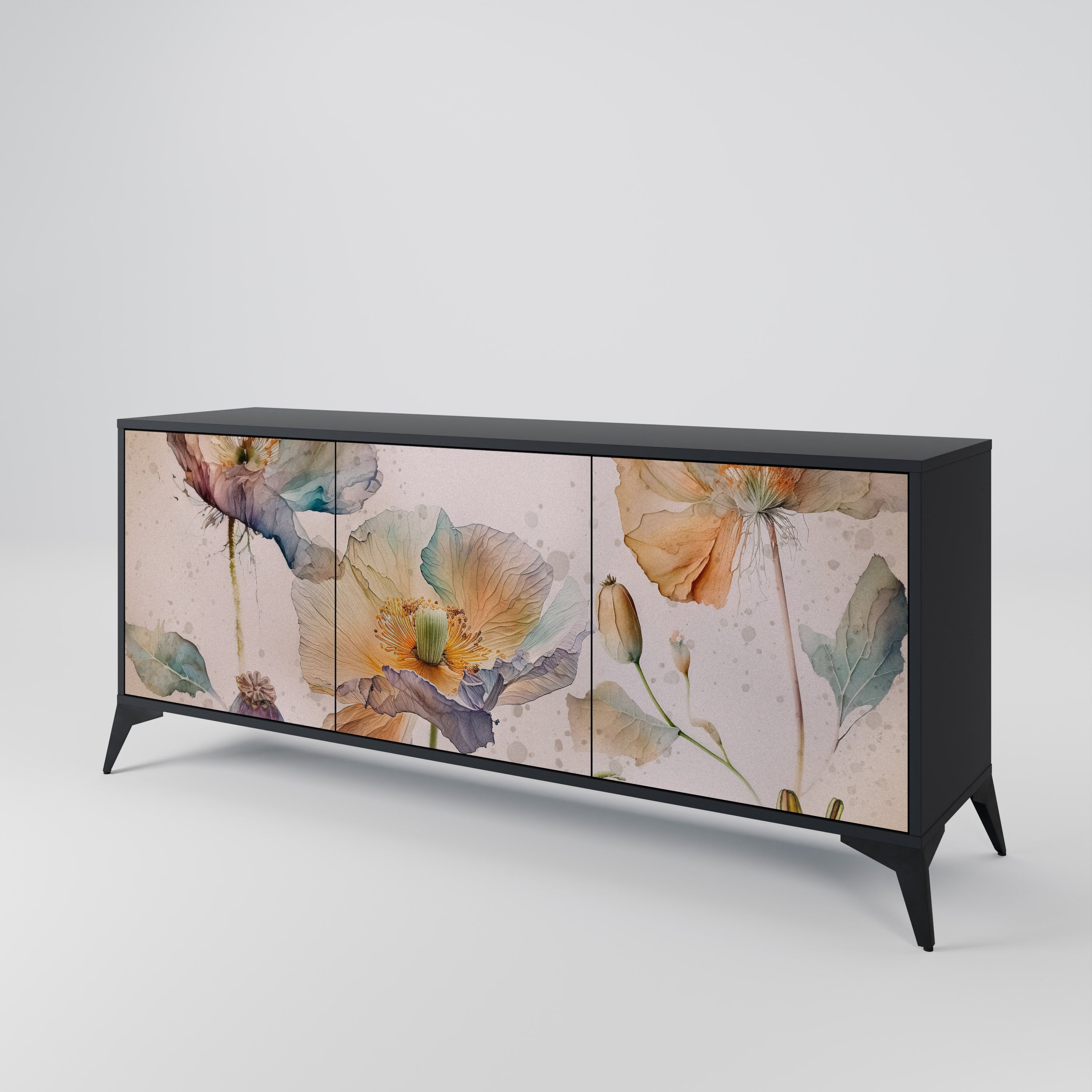 SOFTEN POPPY 3-türiges Sideboard in Schwarz
