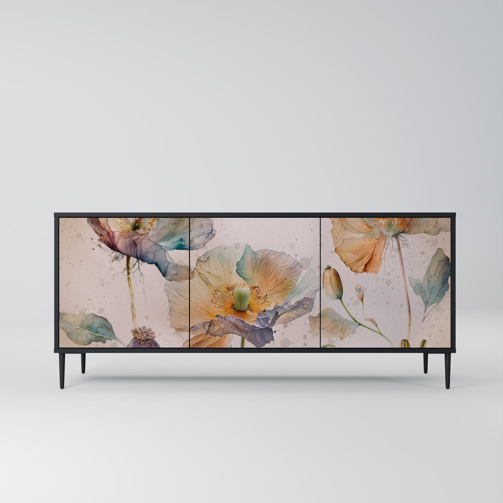 SOFTEN POPPY 3-türiges Sideboard in Schwarz