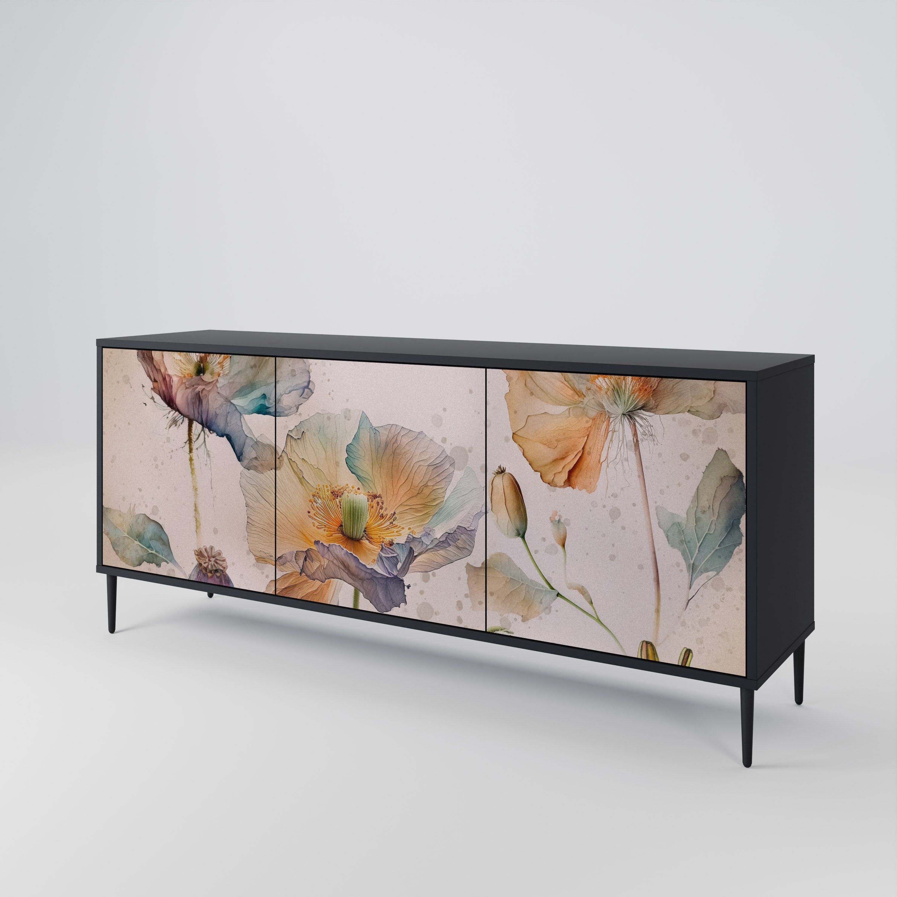 SOFTEN POPPY 3-türiges Sideboard in Schwarz