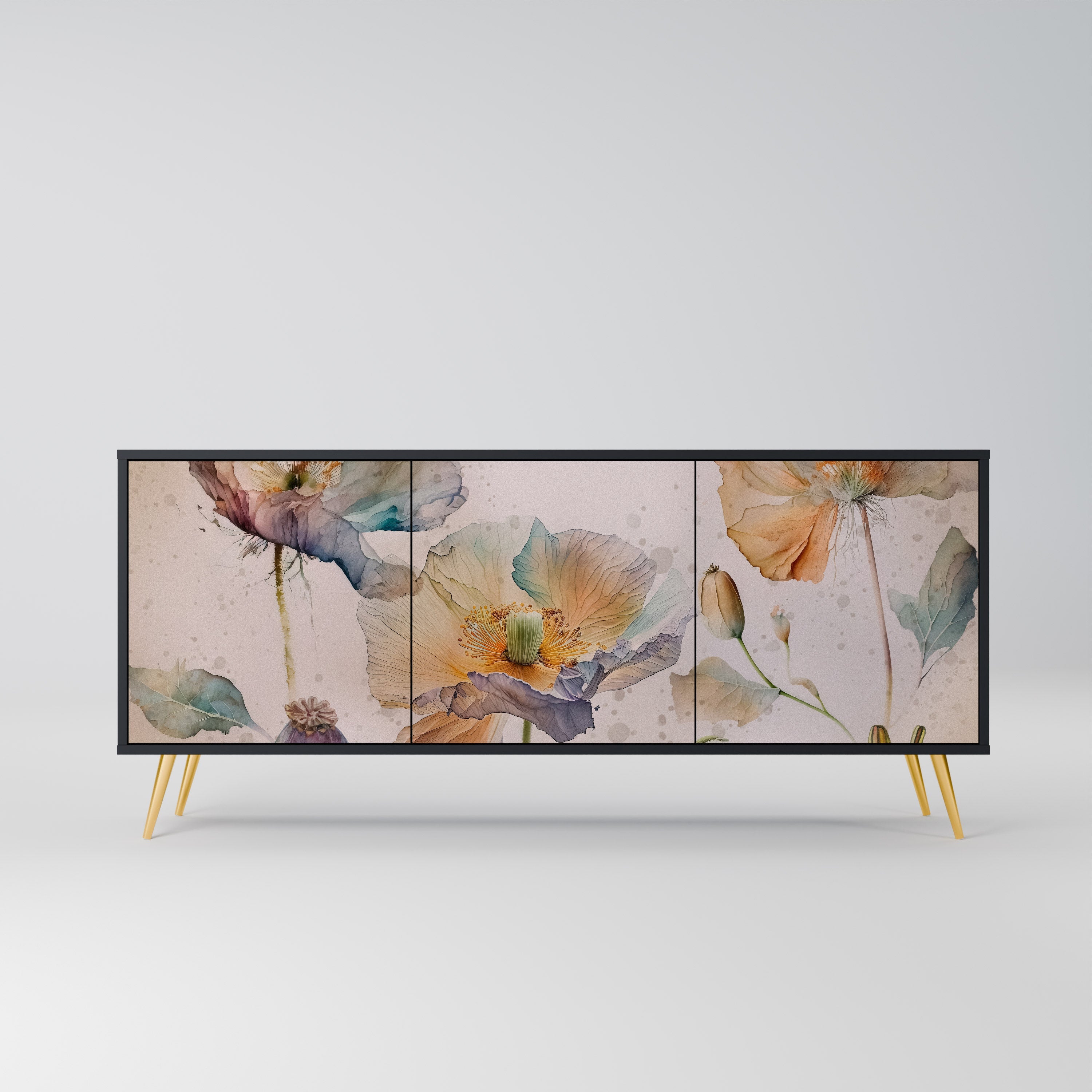 SOFTEN POPPY 3-türiges Sideboard in Schwarz