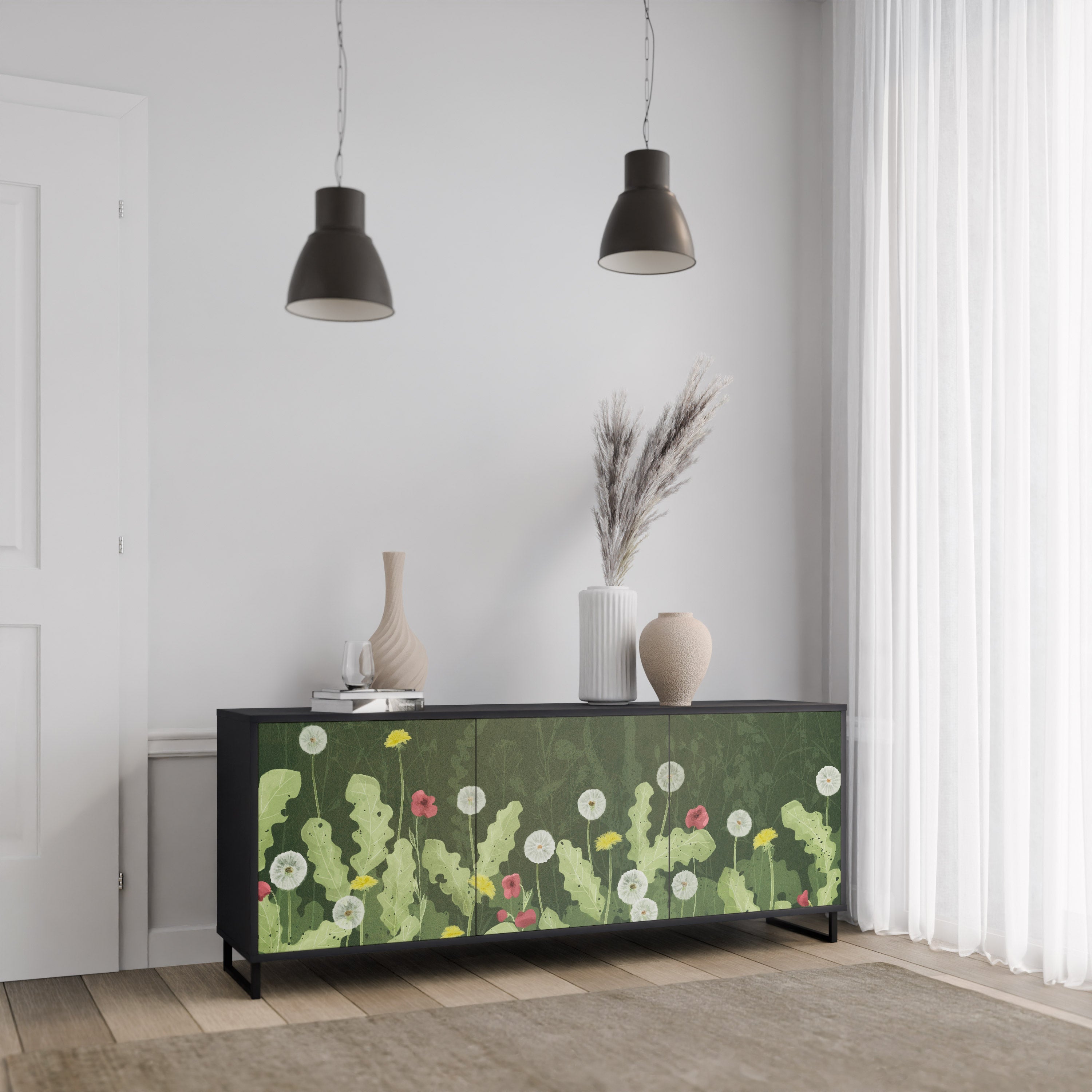 DANDELION AMUSE 3-türiges Sideboard in Schwarz