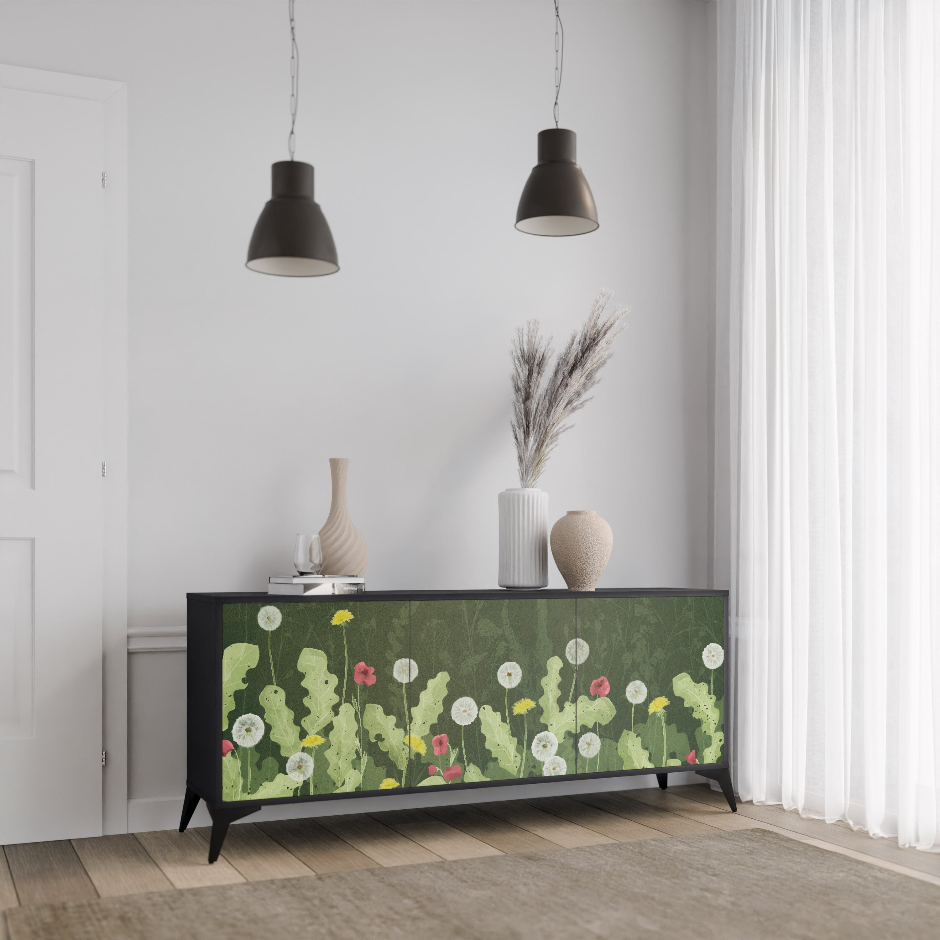 DANDELION AMUSE 3-türiges Sideboard in Schwarz