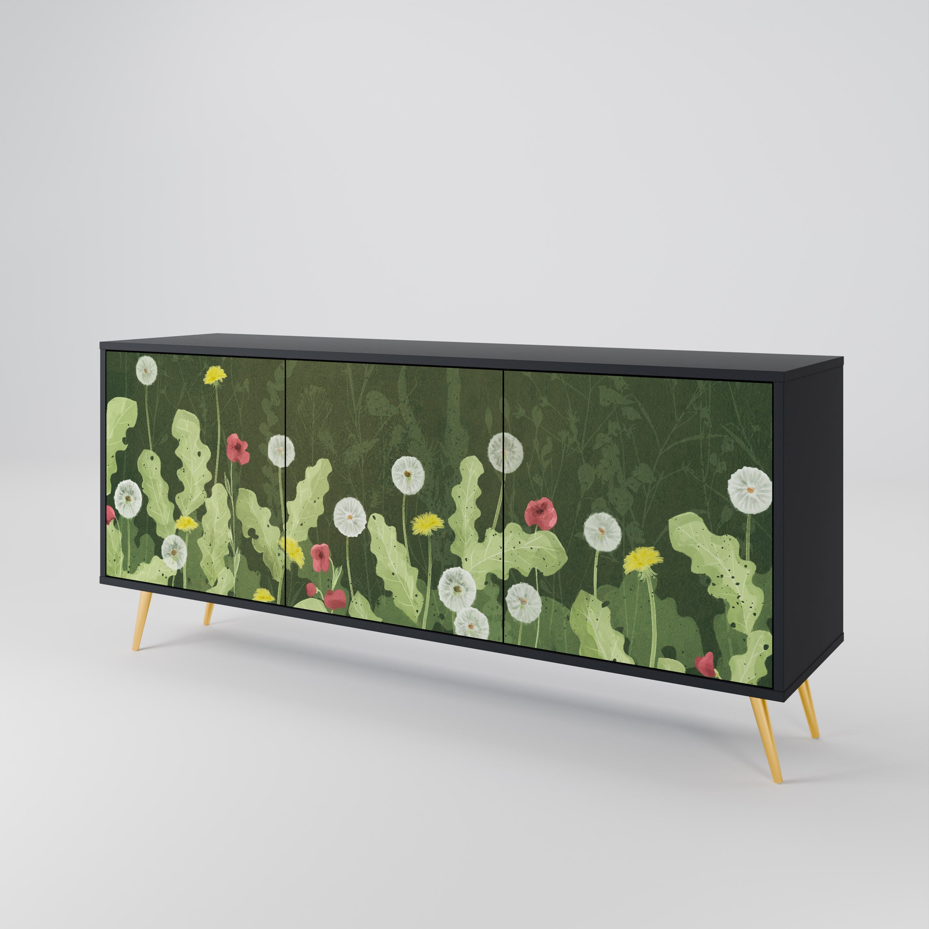 DANDELION AMUSE 3-türiges Sideboard in Schwarz