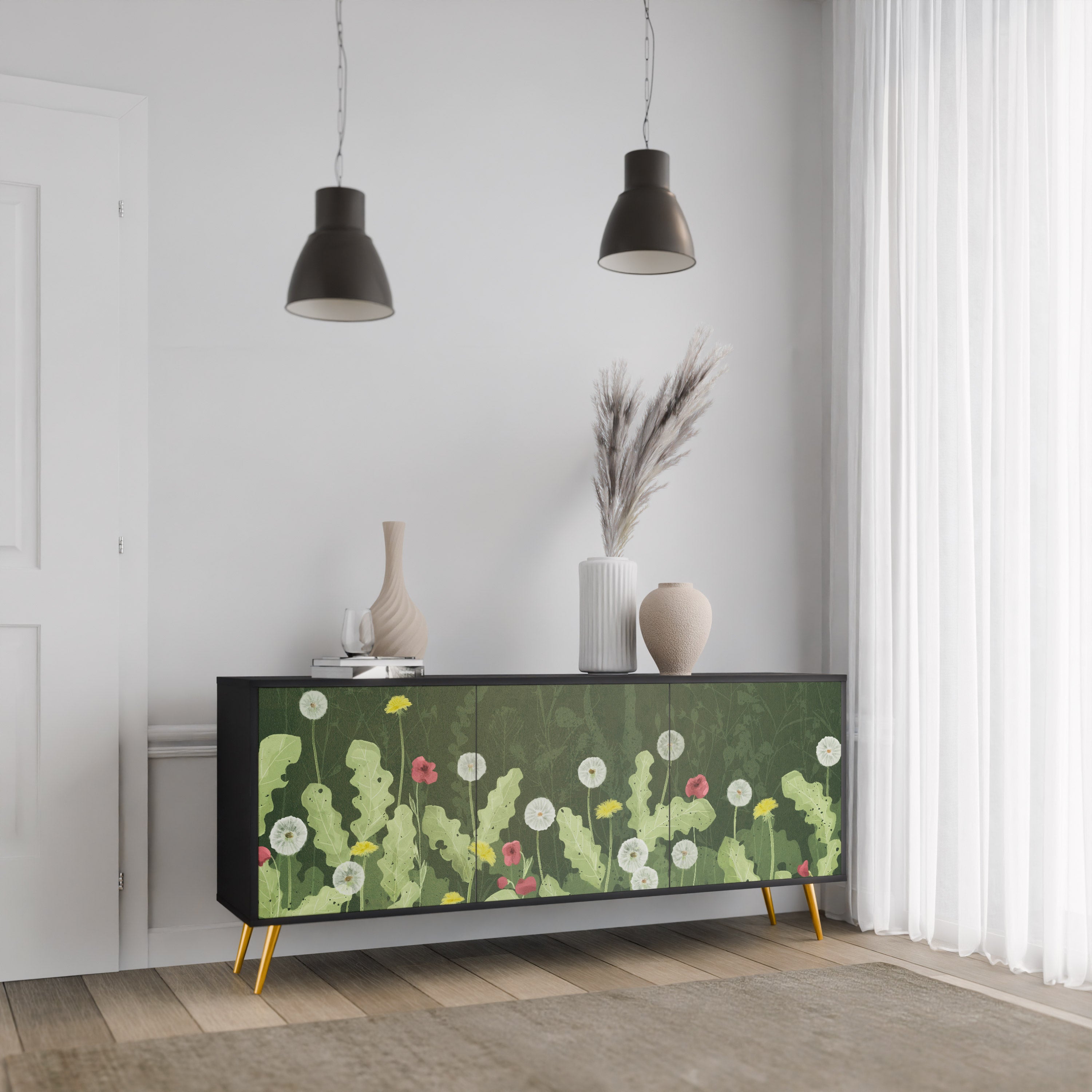 DANDELION AMUSE 3-türiges Sideboard in Schwarz