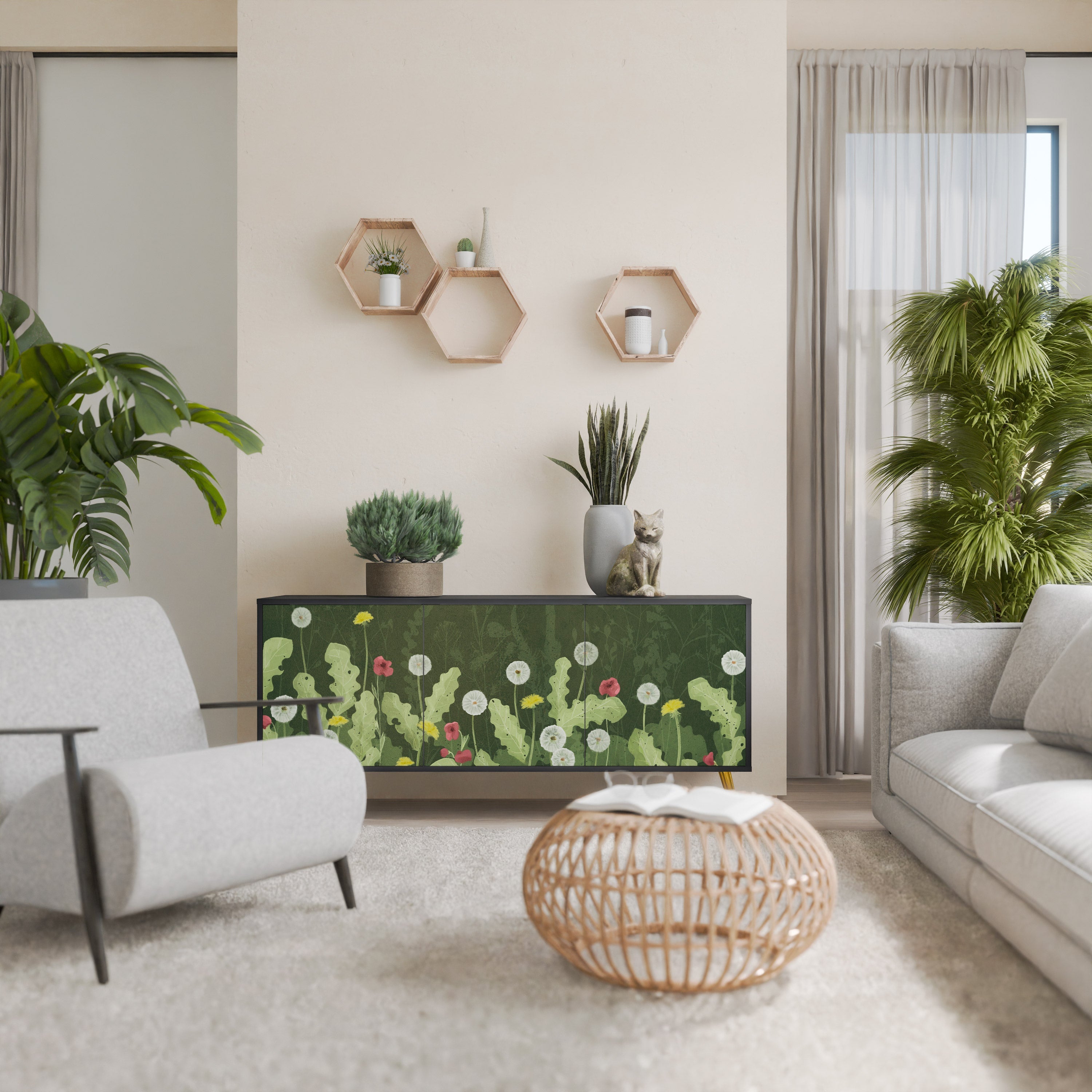 DANDELION AMUSE 3-türiges Sideboard in Schwarz