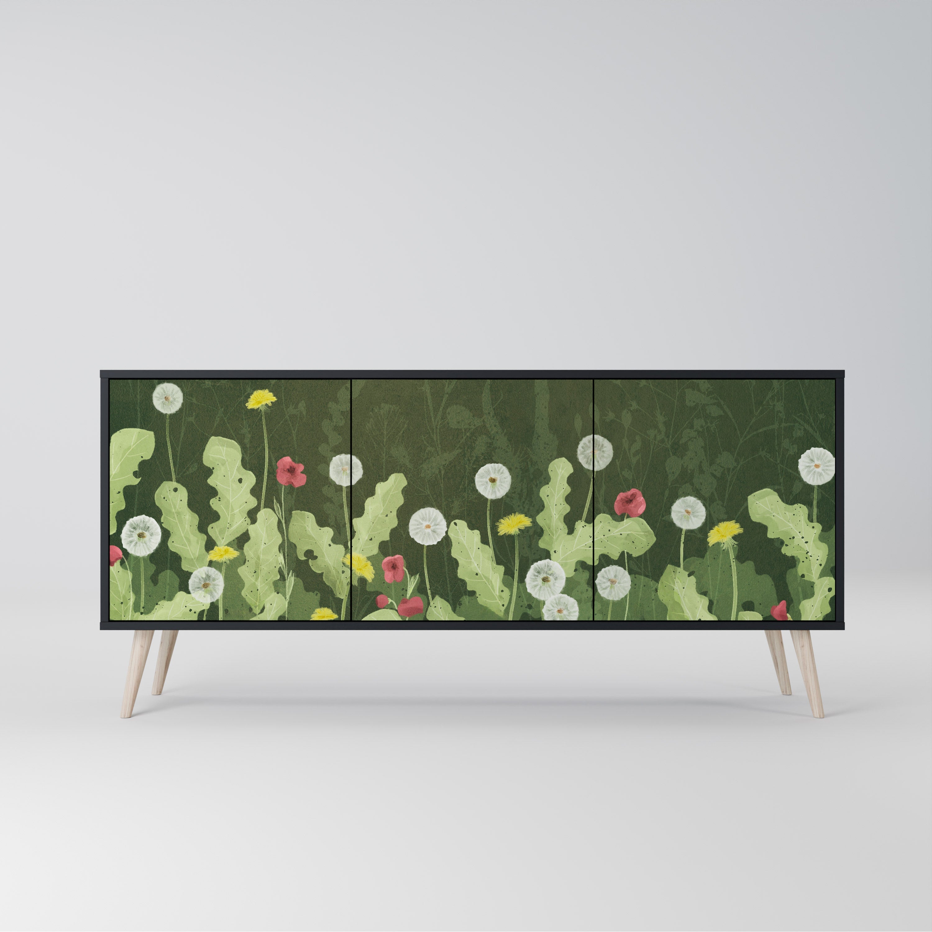 DANDELION AMUSE 3-türiges Sideboard in Schwarz
