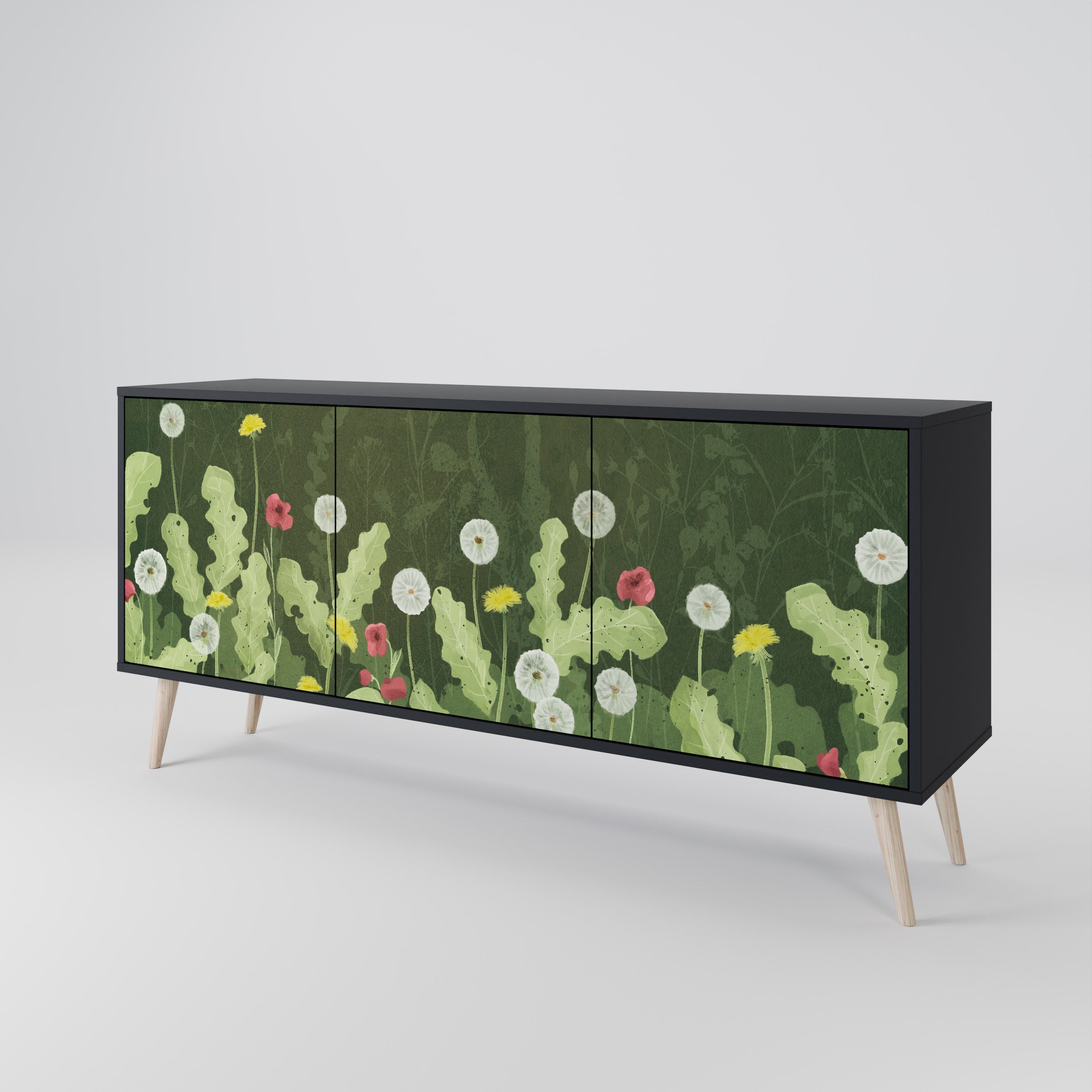 DANDELION AMUSE 3-türiges Sideboard in Schwarz