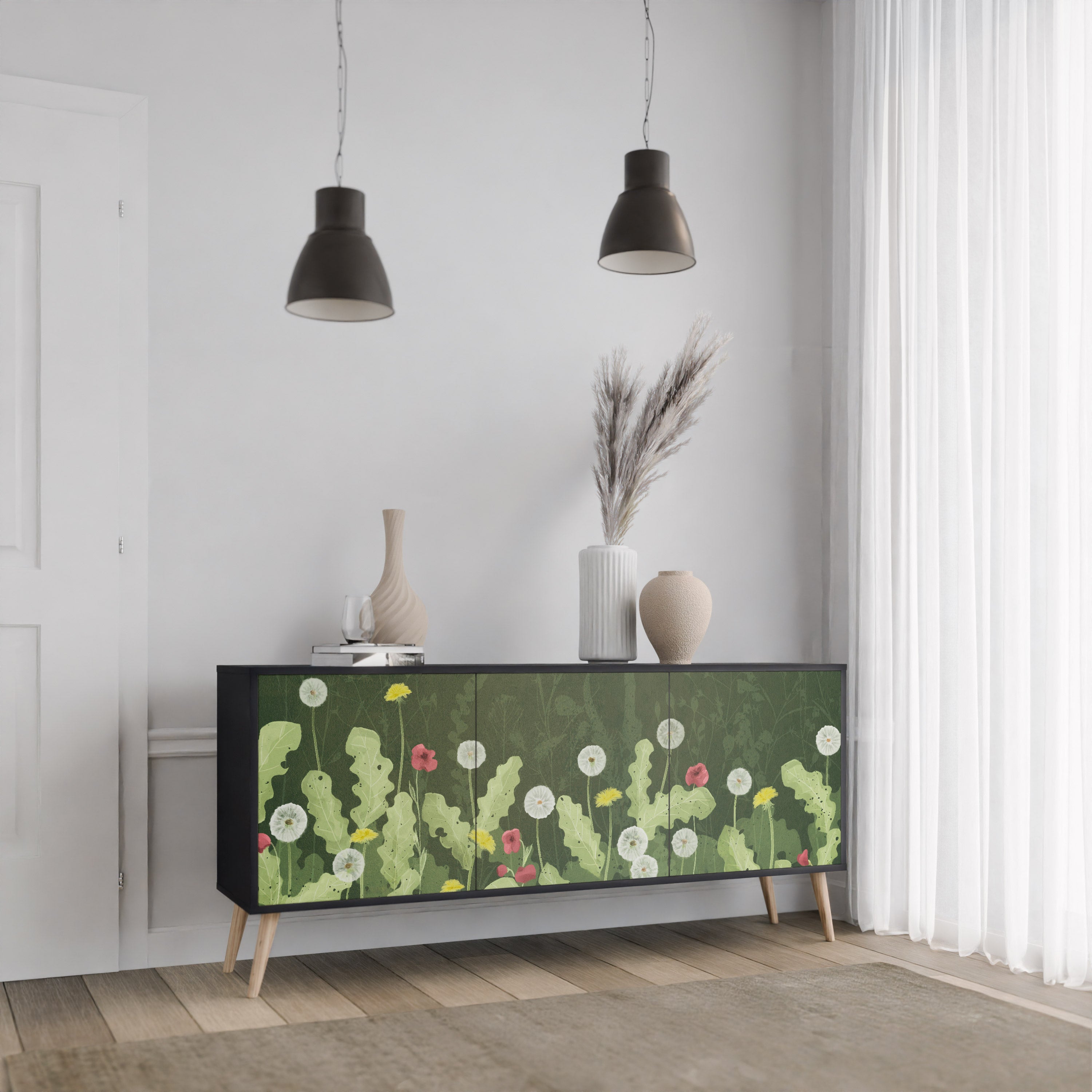 DANDELION AMUSE 3-türiges Sideboard in Schwarz