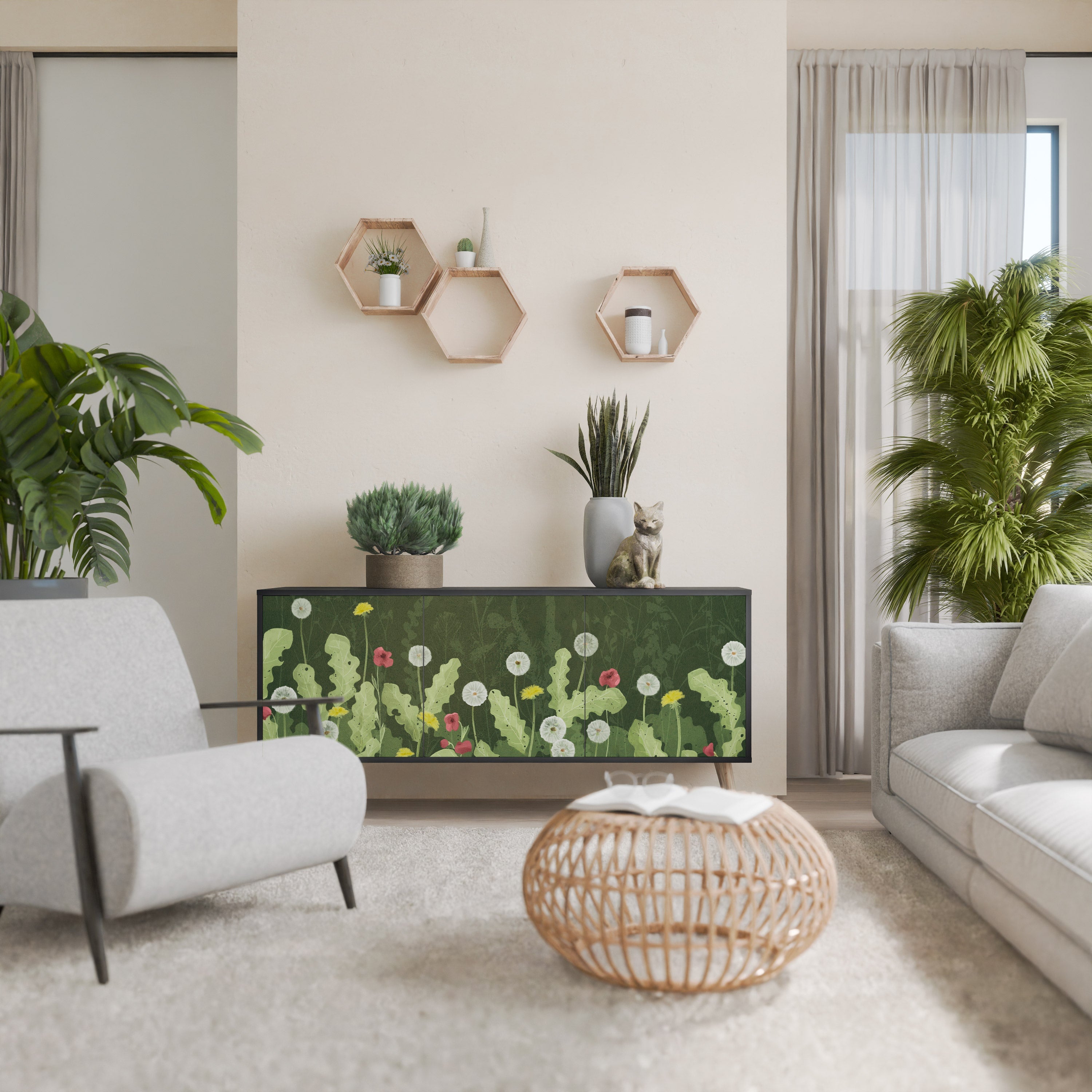 DANDELION AMUSE 3-türiges Sideboard in Schwarz