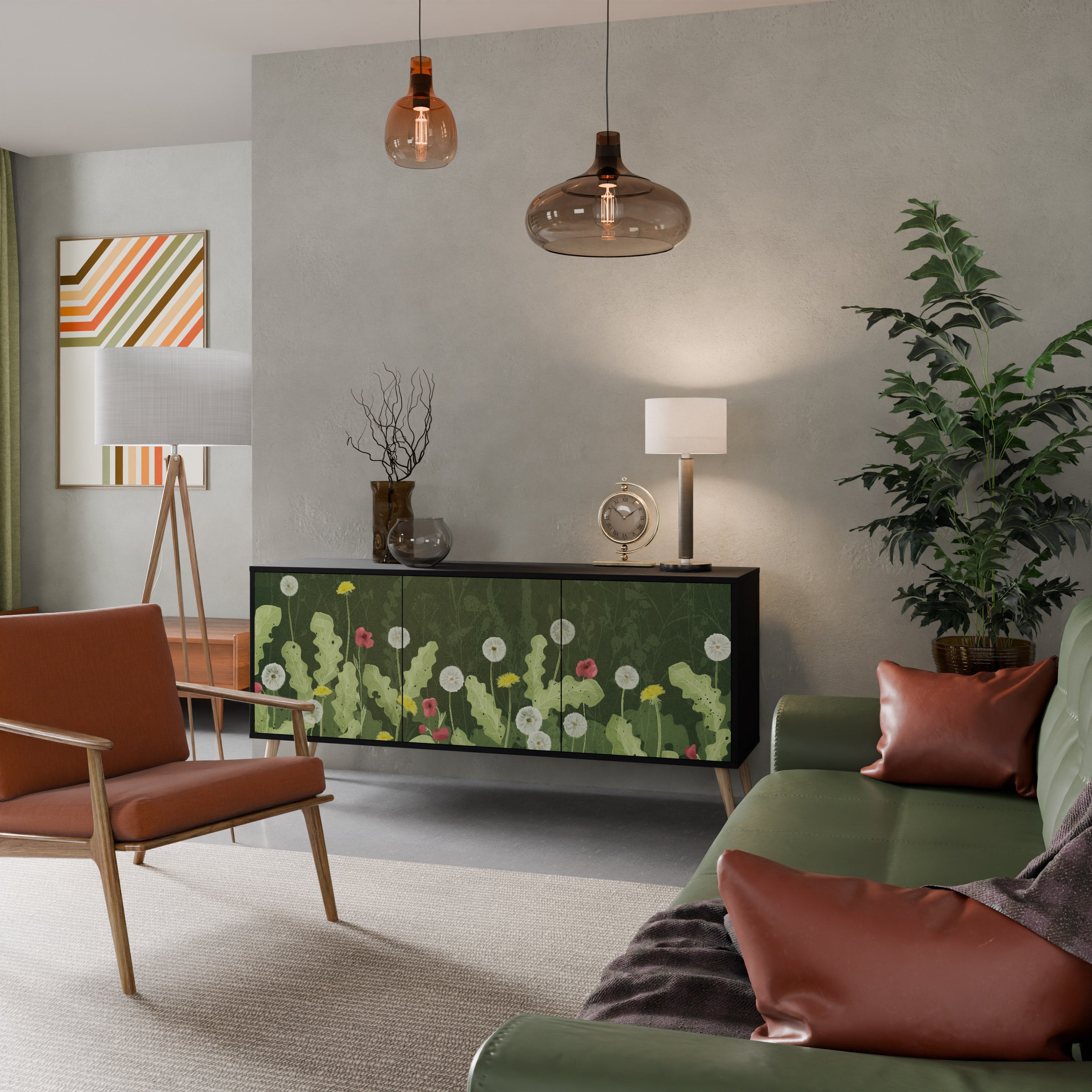 DANDELION AMUSE 3-türiges Sideboard in Schwarz