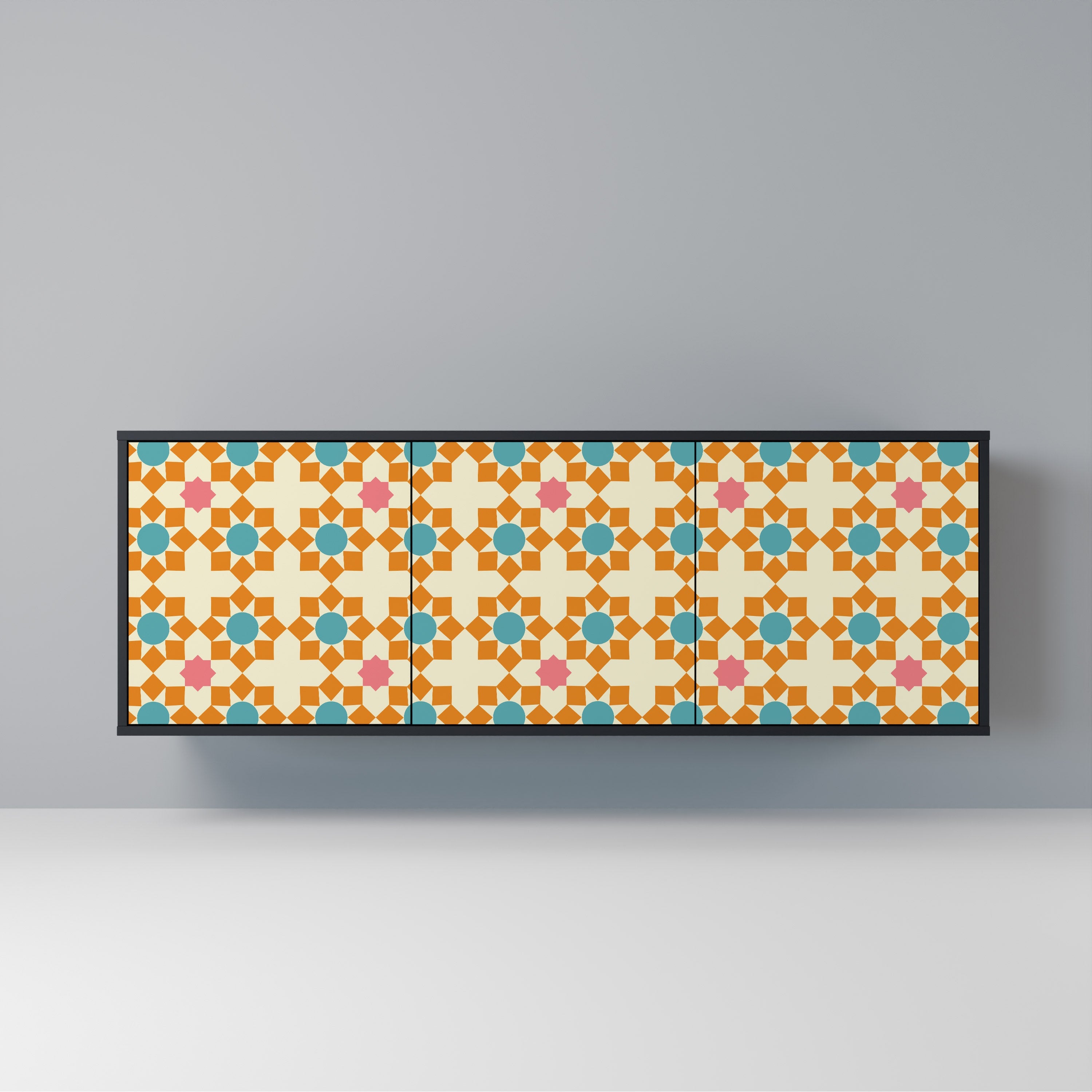 FLORAL DECOR 3-türiges Sideboard in Schwarz