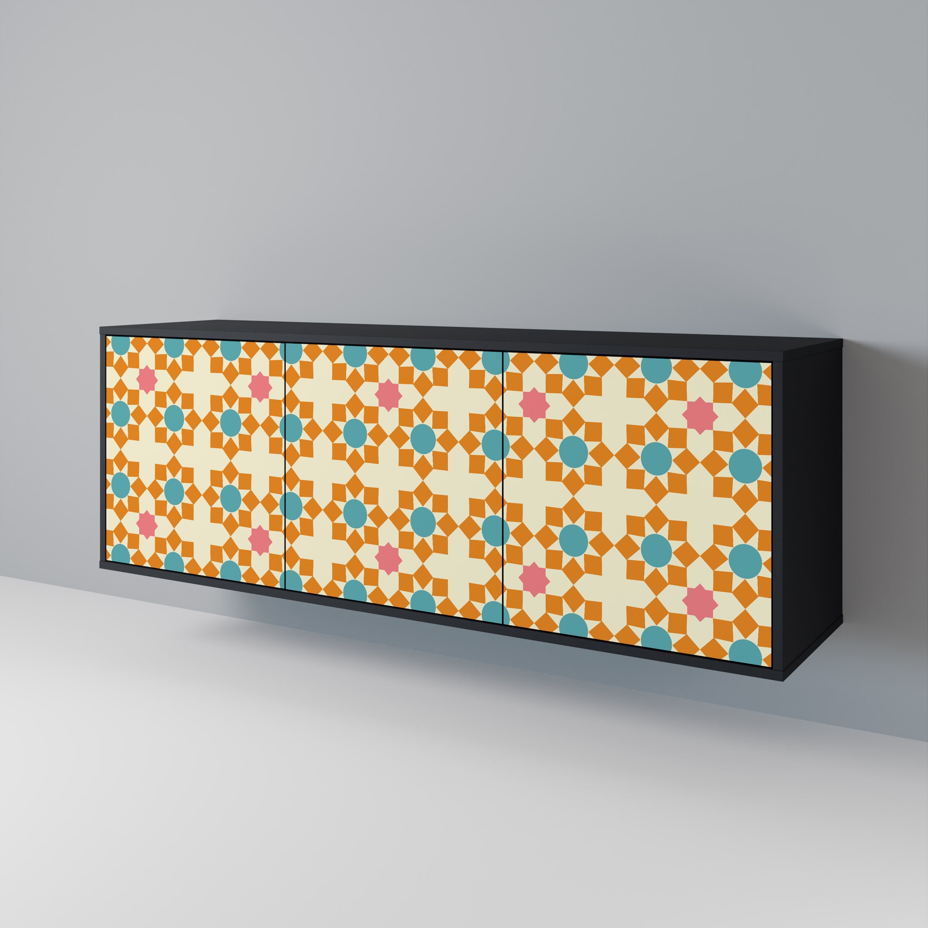 FLORAL DECOR 3-türiges Sideboard in Schwarz