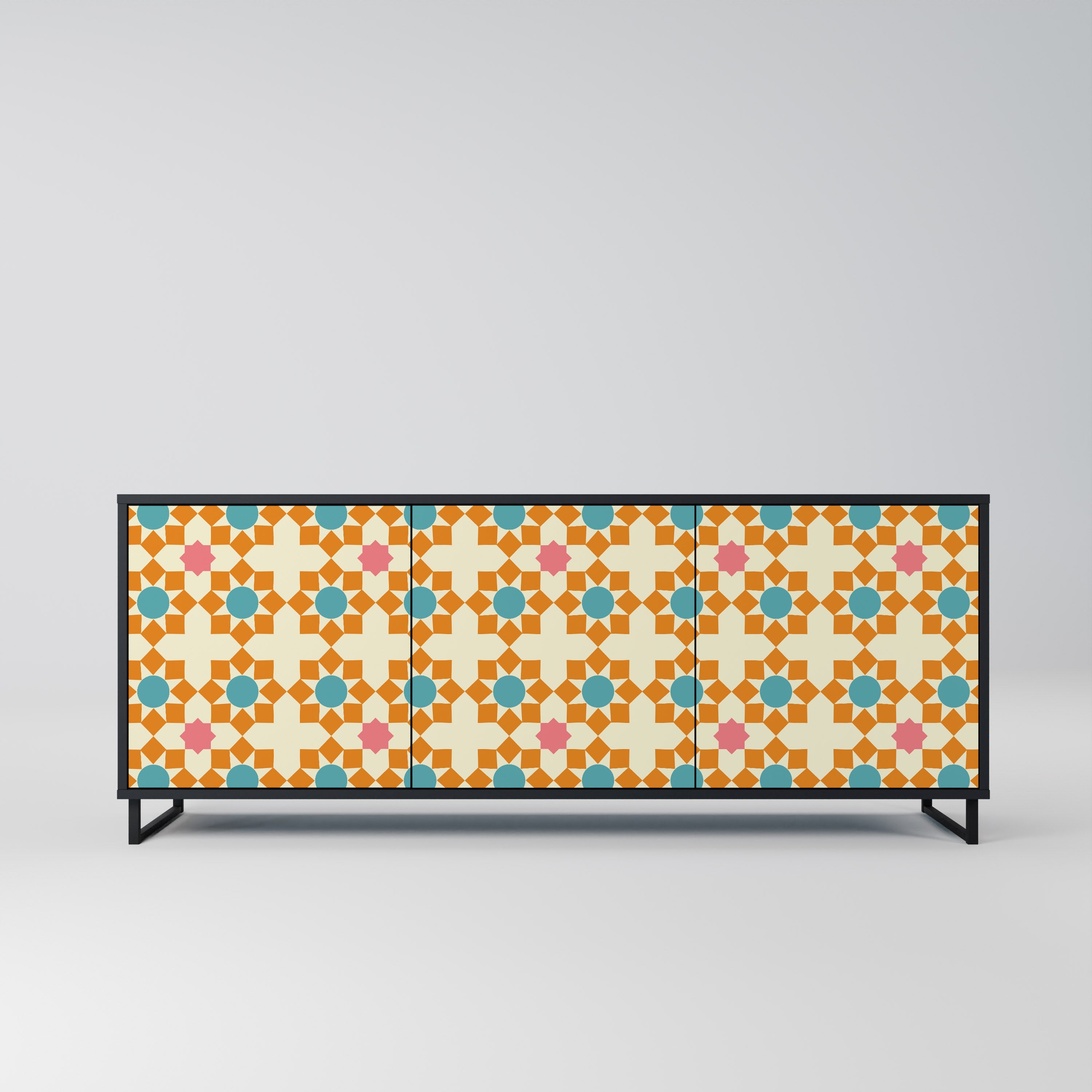 FLORAL DECOR 3-türiges Sideboard in Schwarz