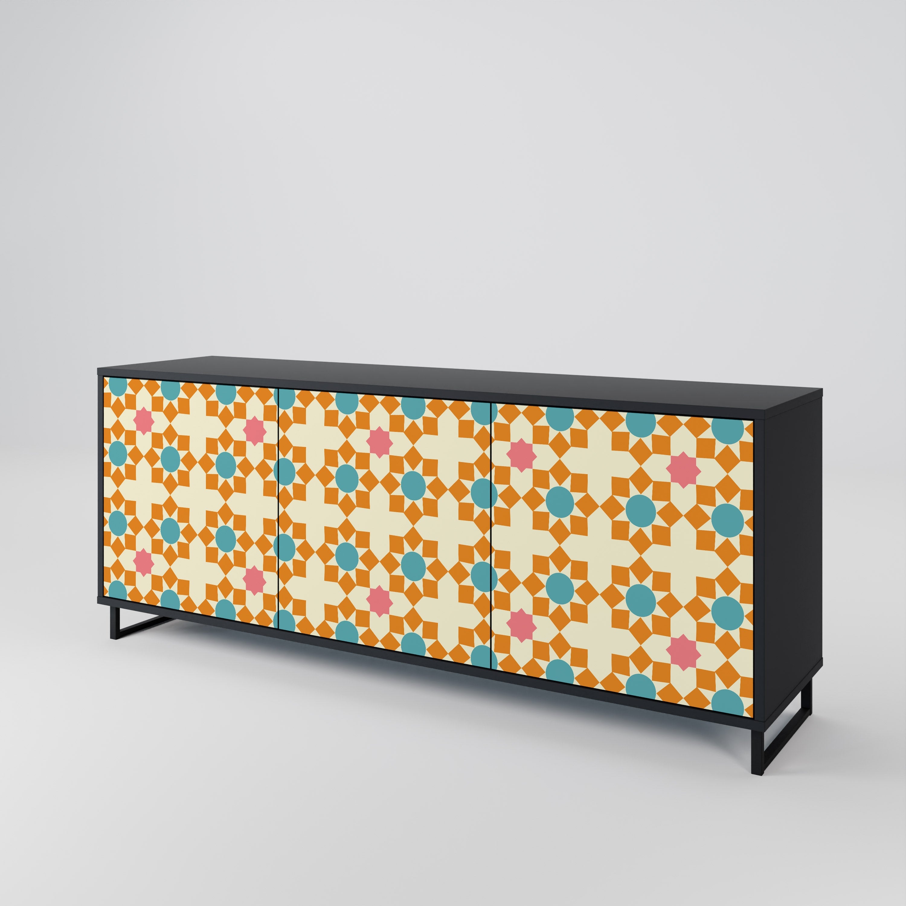 FLORAL DECOR 3-türiges Sideboard in Schwarz