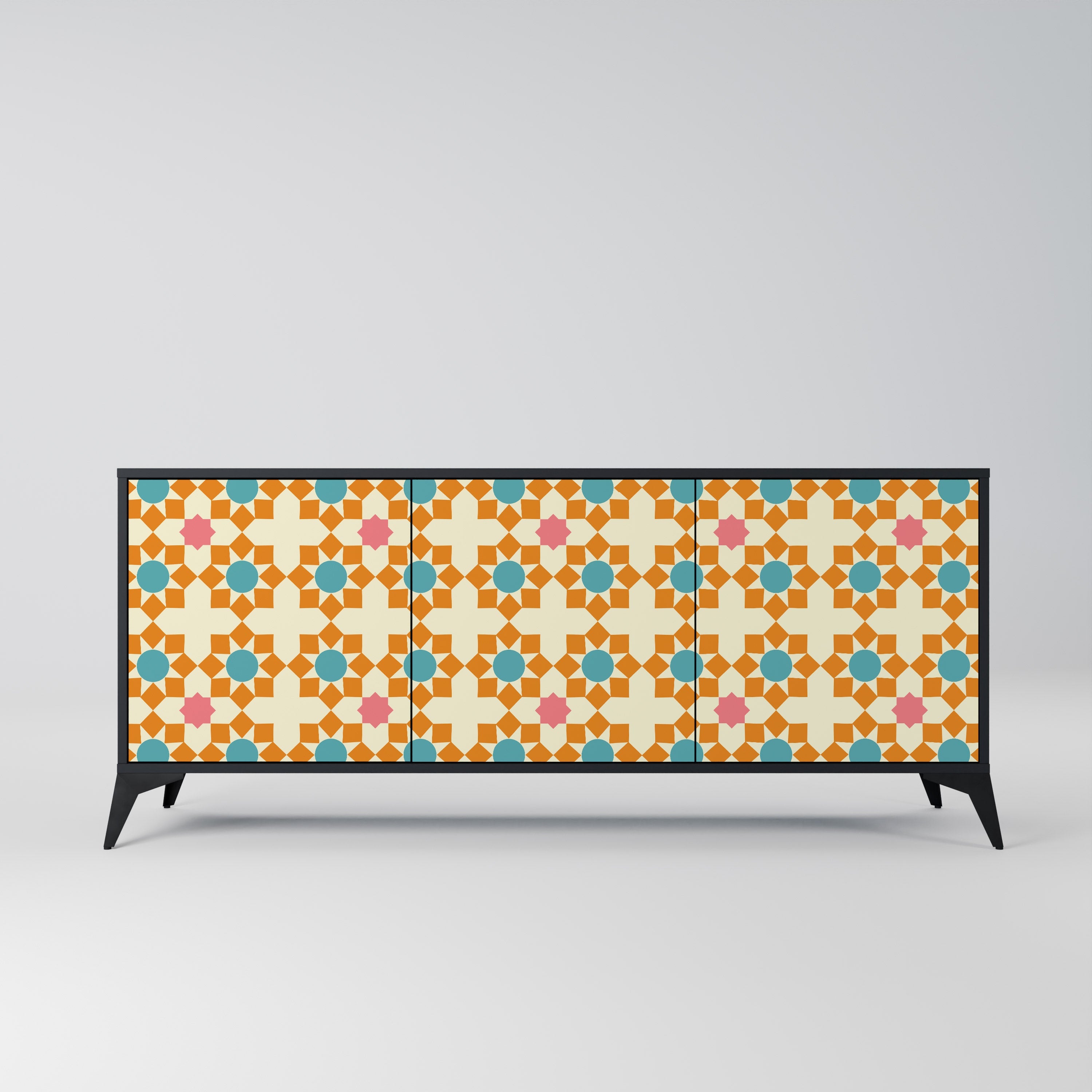 FLORAL DECOR 3-türiges Sideboard in Schwarz