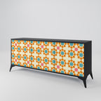 FLORAL DECOR 3-Door Sideboard in Black Finish