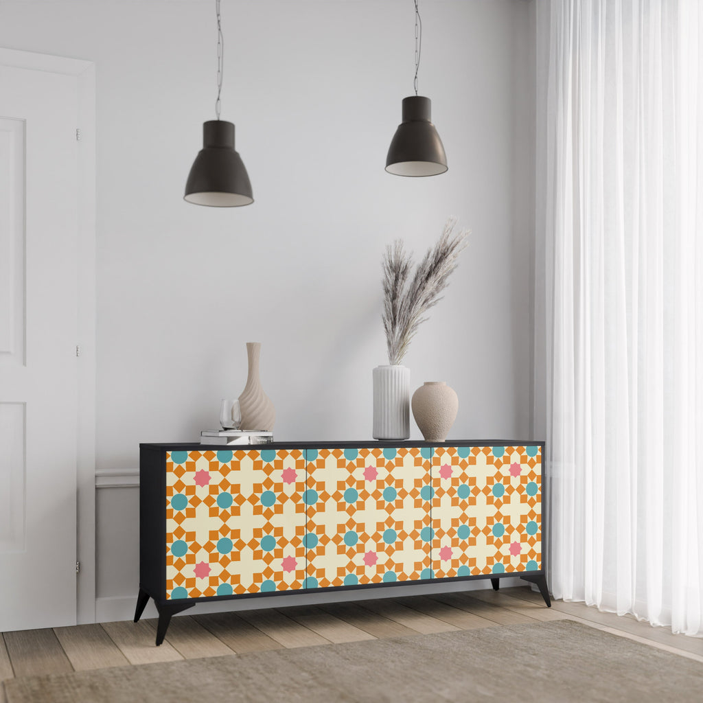 FLORAL DECOR 3-türiges Sideboard in Schwarz