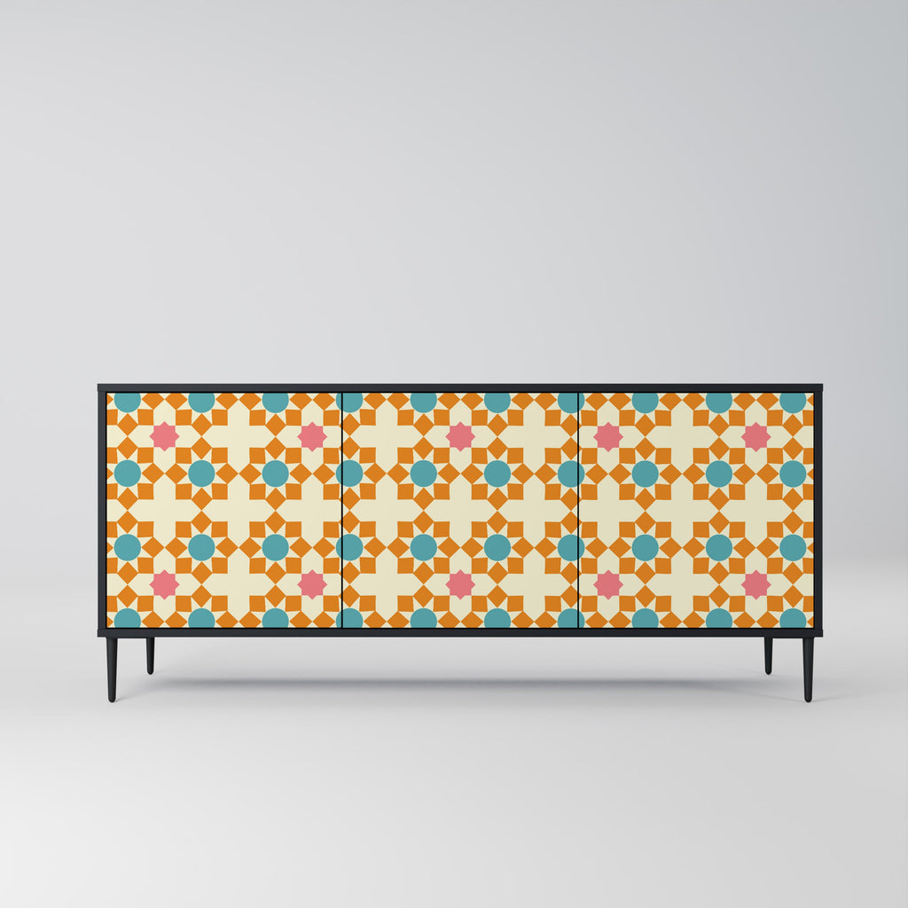 FLORAL DECOR 3-türiges Sideboard in Schwarz